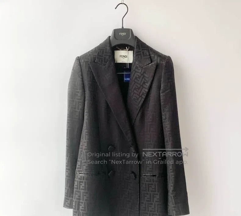 Fendi Fendi Dark Pattern Monogram Logo Printed Blazer Jacket Size XS / US 0-2 / IT 36-38 - 1 Thumbnail