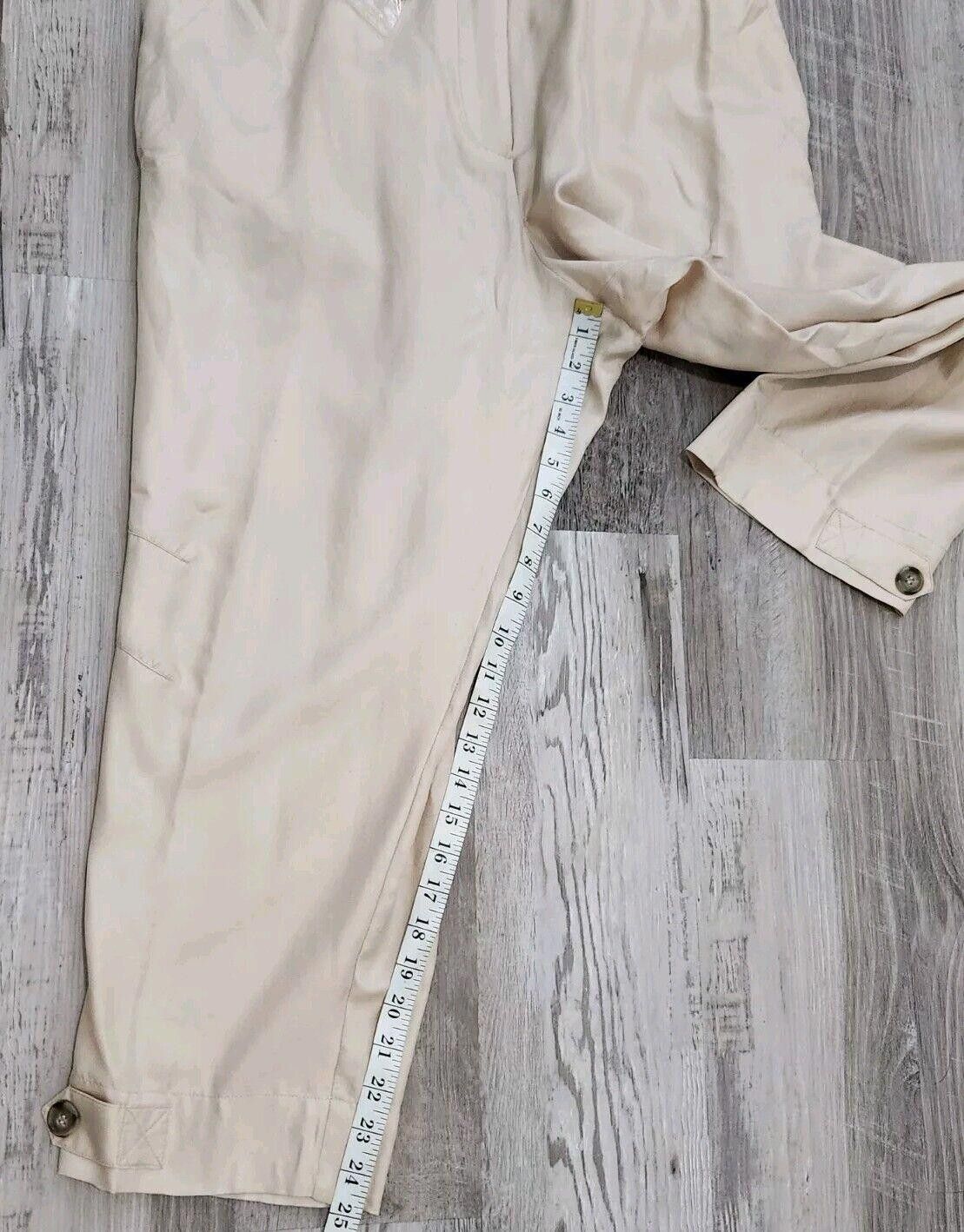 Designer Ulla Popken Silk Pants Cream Beige Relaxed Fit 12 - 14 Size 34" / US 12 / IT 48 - 6 Thumbnail