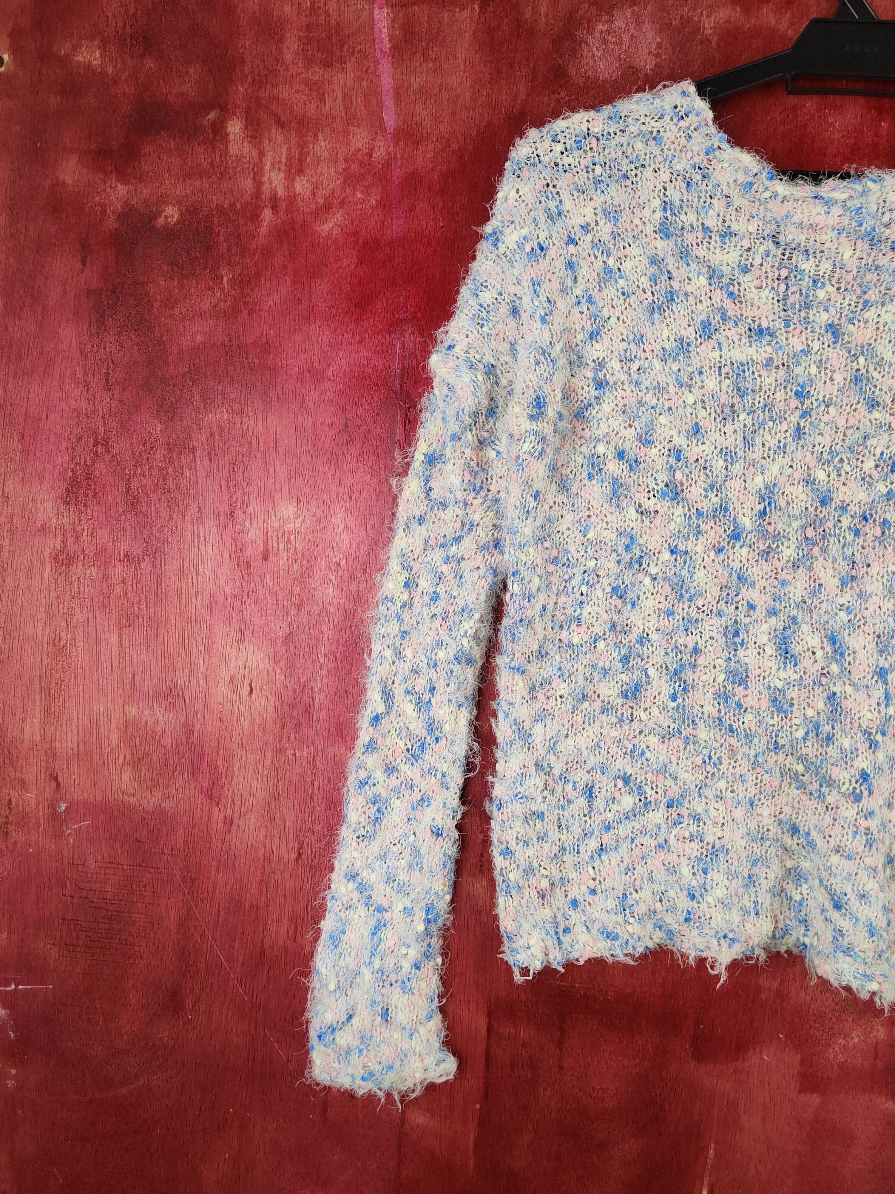 Japanese Brand Appletree Boutique Blue Pink Fur Mohair Knitwear #S1912 Size S / US 4 / IT 40 - 8 Thumbnail
