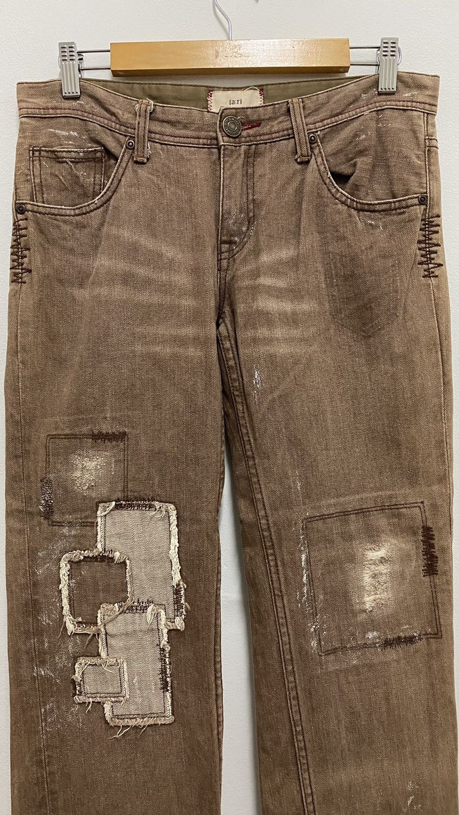 If Six Was Nine × Japanese Brand × Tornado Mart Distressed Denim Patchwork Chocolate Denim Jeans Size US 31 - 8 Thumbnail
