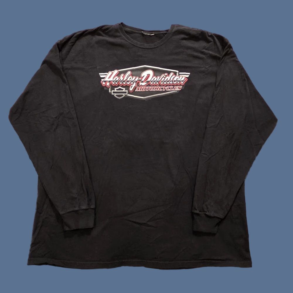 Harley Davidson Harley-Davidson T-Shirt Black 3XL Long Sleeve Graphic Double-Sided Mens Cotton Motorcycle Biker 90s? Wait no. Size US XXL / EU 58 / 5 - 1 Thumbnail
