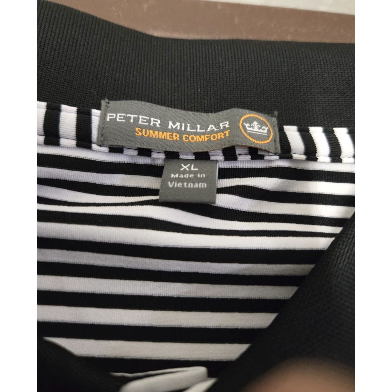 Peter Millar VINTAGE Peter Millar Golf Shirt Polo Summer Comfort Striped XL Black White Size US XL / EU 56 / 4 - 6 Thumbnail