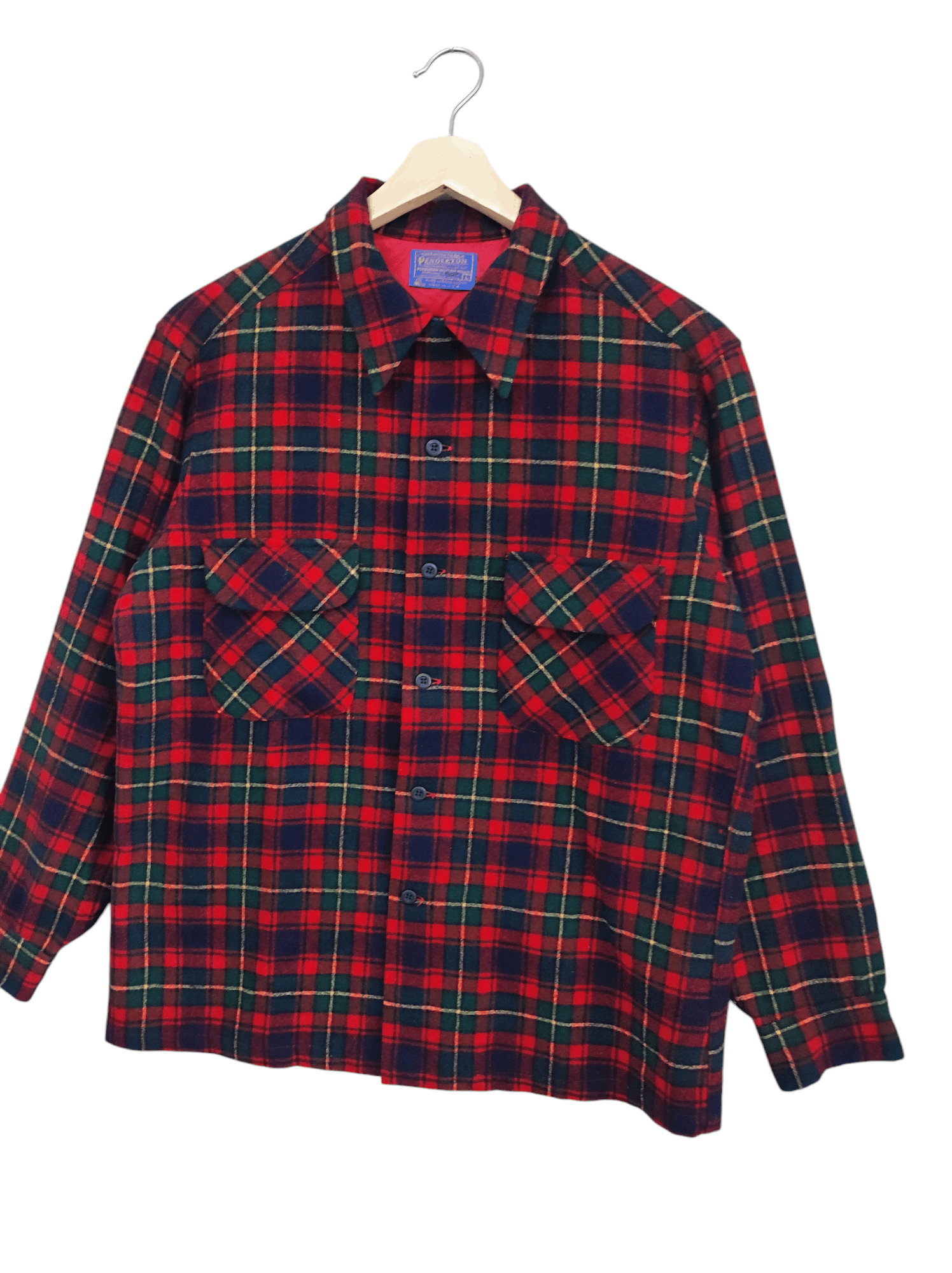 Pendleton × Vintage Vintage 80 Pendleton Virgin Wool Flannel Red Plaid Large USA Size US L / EU 52-54 / 3 - 2 Thumbnail