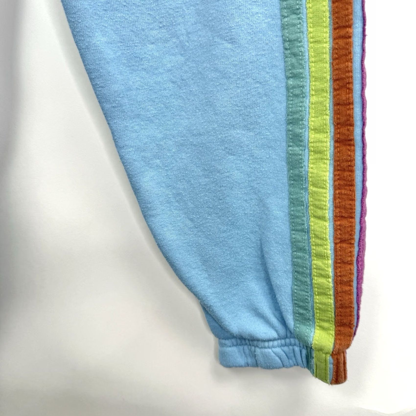 Aviator Nation VINTAGE Aviator Nation Sweatpants Womens XS Blue 5 Stripe Fleece Comfy USA Made Rainbow Girls Size 26" / US 2 / IT 38 - 7 Thumbnail
