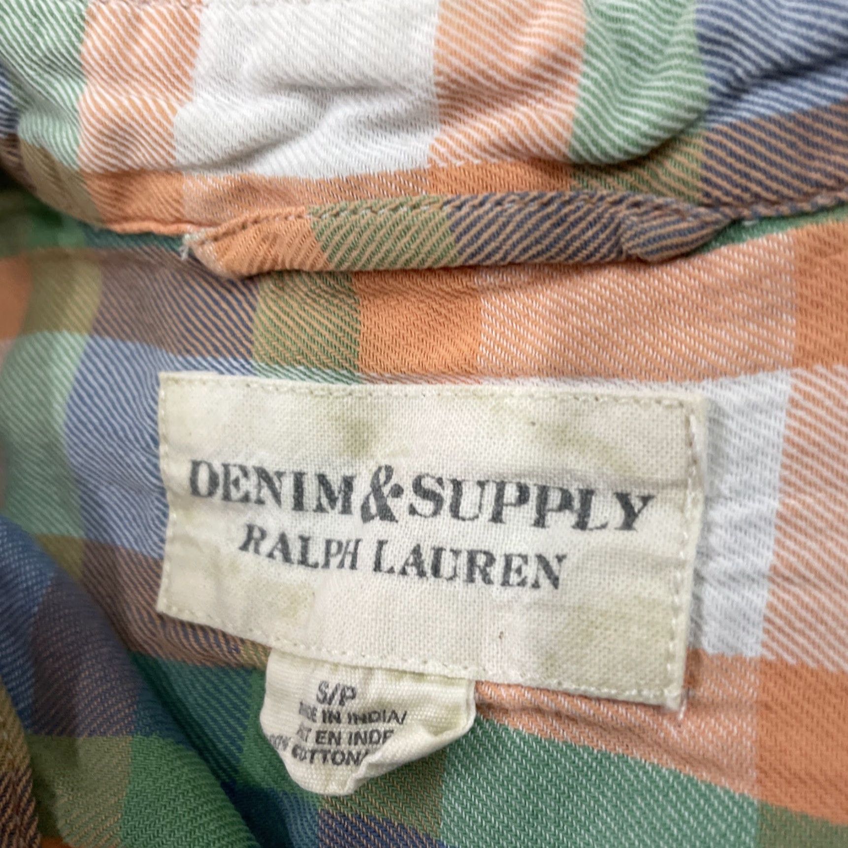 Ralph Lauren VINTAGE Ralph Lauren Denim & Supply Shirt Men S Y2k Bright Green Orange Plaid Madras Size US S / EU 44-46 / 1 - 5 Thumbnail