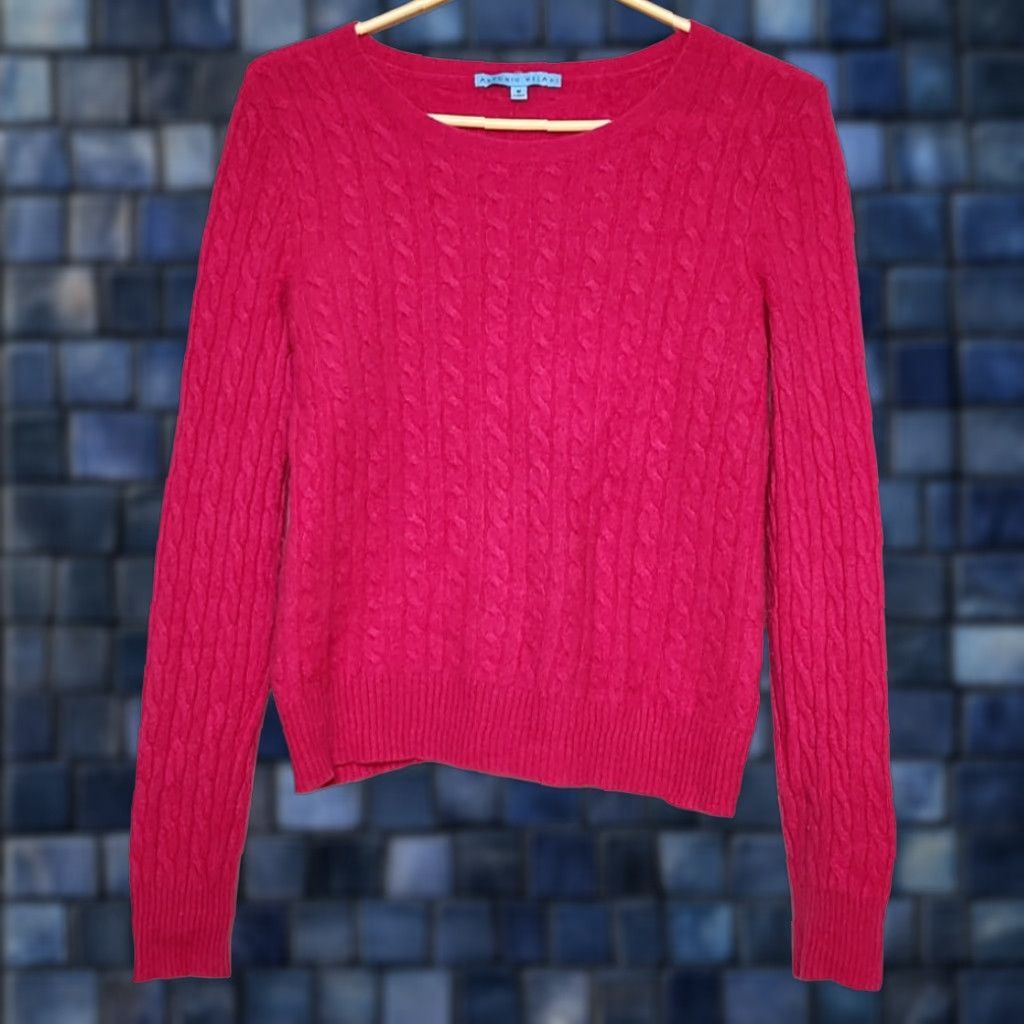 Vintage Antonio Melani Womens Sweater Pullover Cable-Knit 100% Cashmere Long Sleeve M Pink Size M / US 6-8 / IT 42-44 - 1 Thumbnail