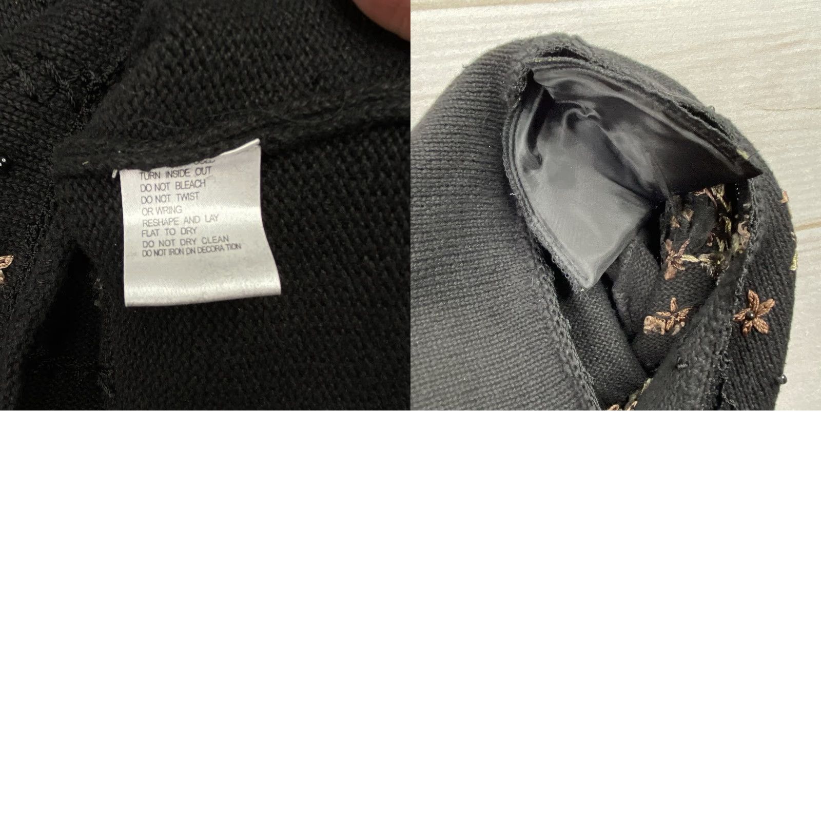 Vintage VINTAGE Carolyn Taylor Sweater XL Black Floral Embroidered Cable-Knit Pullover 90s Womens Kathy? Size XL / US 12-14 / IT 48-50 - 8 Thumbnail