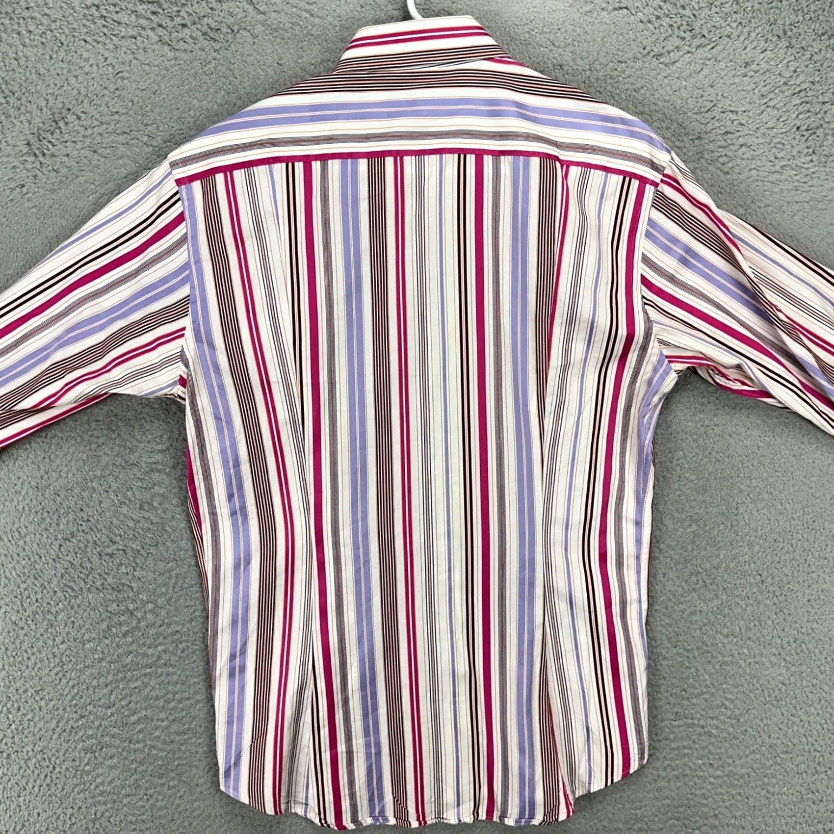 Ted Baker Ted Baker London Men Button Up Dress Shirt Multicolor Stripe French Cuff 100% Cotton XL Regular Size Mens Shirt Size 46R - 3 Thumbnail