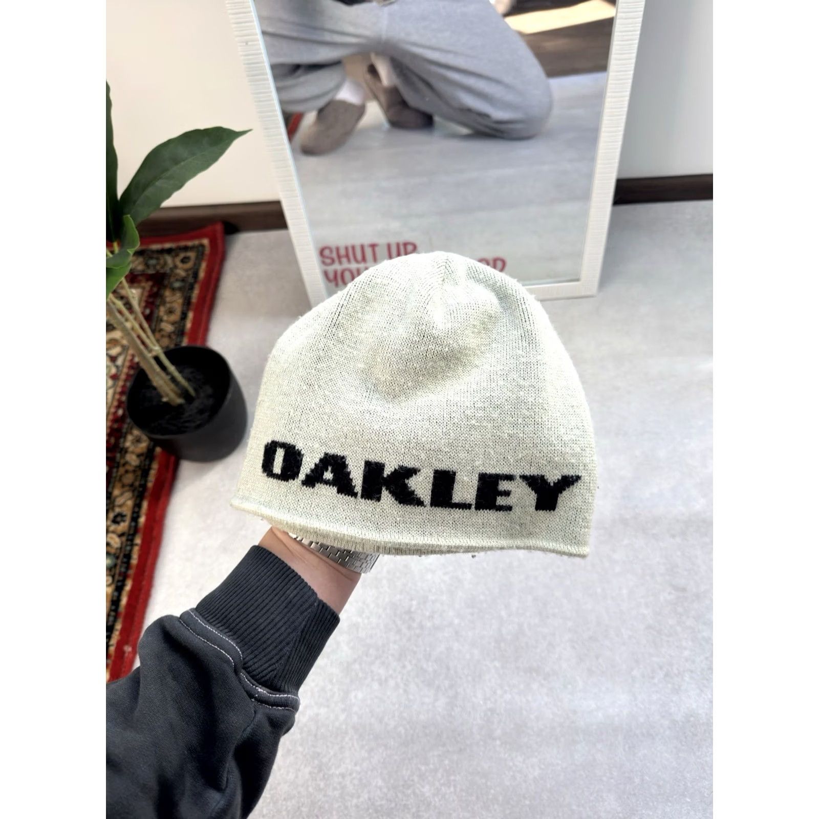 Oakley VINTAGE Oakley Beanie Hat Gray One Size Mens Oakley Beanie Hat 90s Vintage Streetwear Casual Kid? No Size ONE SIZE - 4 Thumbnail