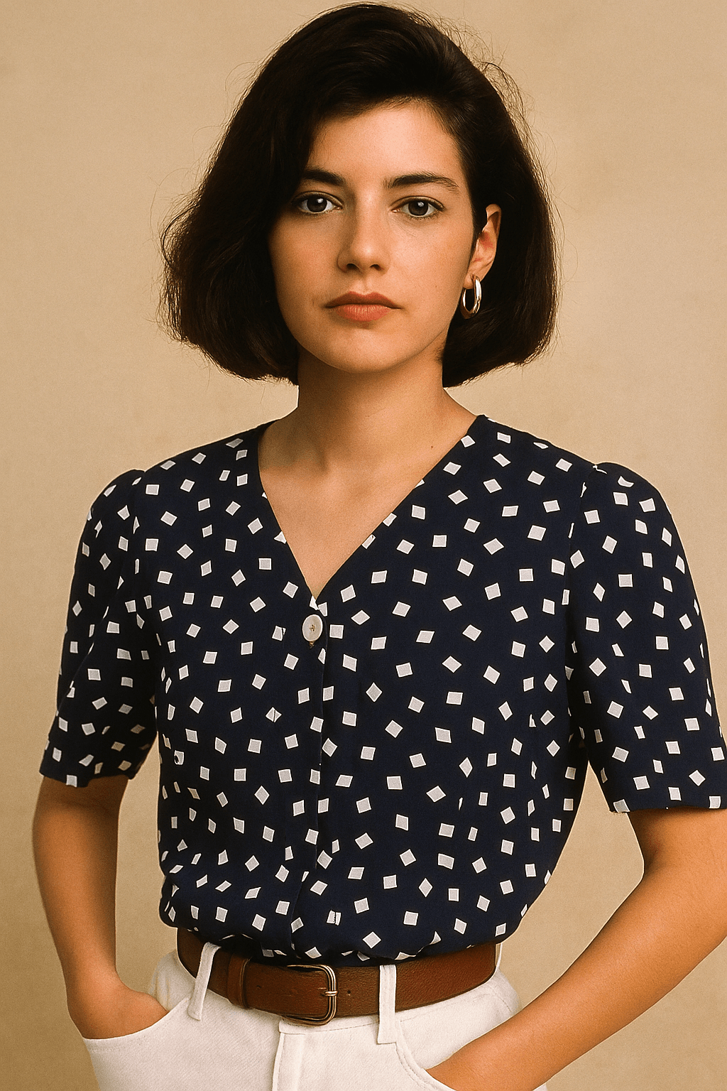 Vintage 1990’s Petite Geo Print Blouse Size M / US 6-8 / IT 42-44 - 1 Thumbnail