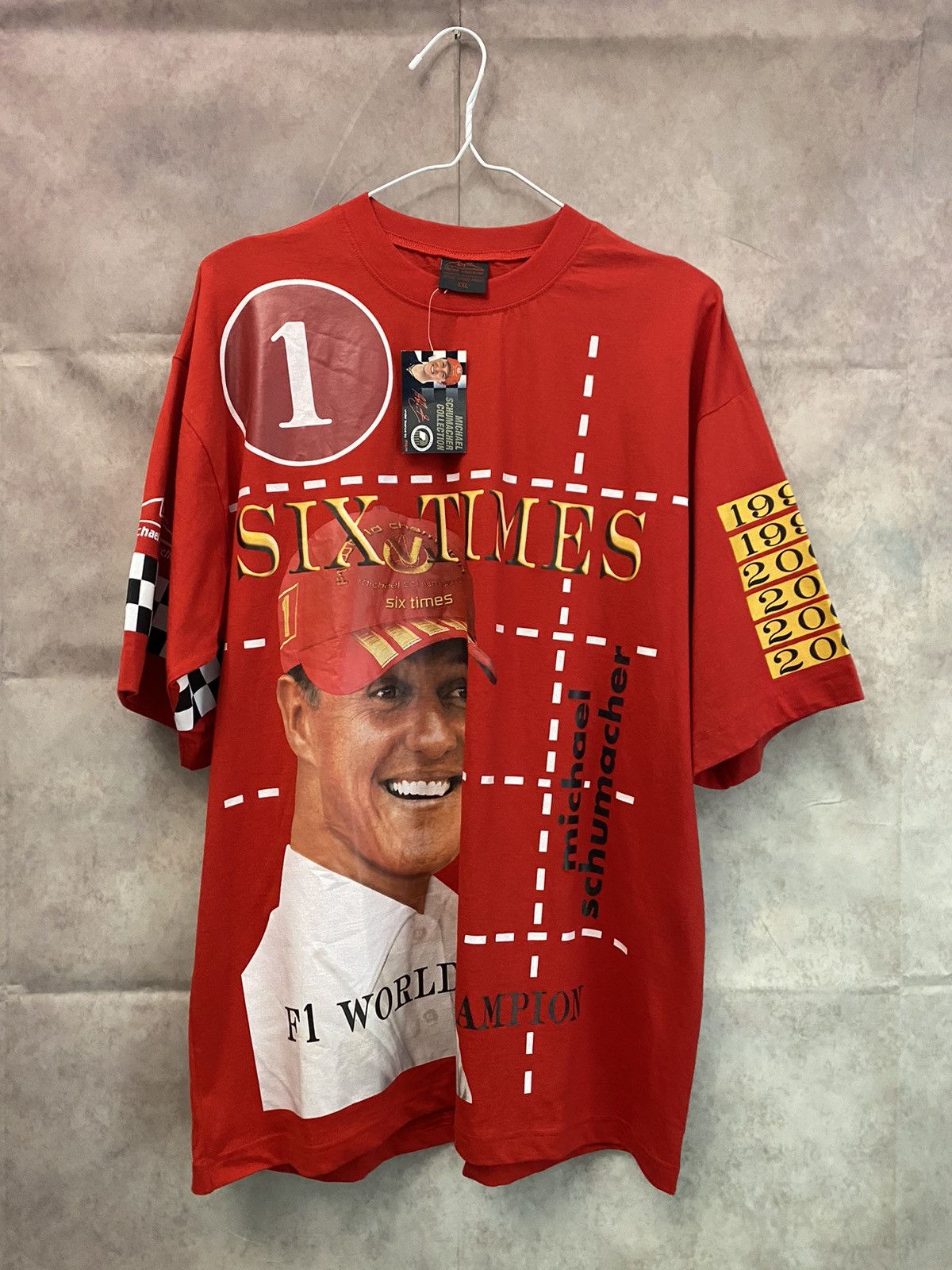 image of Vintage Michael Schumacher New T-Shirt 1994-2003 F-1 in Red, Men's (Size 2XL)