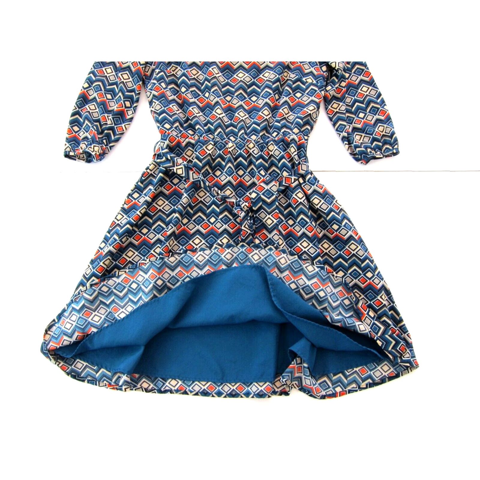 Banana Republic Banana Republic Blue Red Geometric Retro 3/4 Sleeve Sheath Dress 0P Size XS / US 0-2 / IT 36-38 - 8 Thumbnail