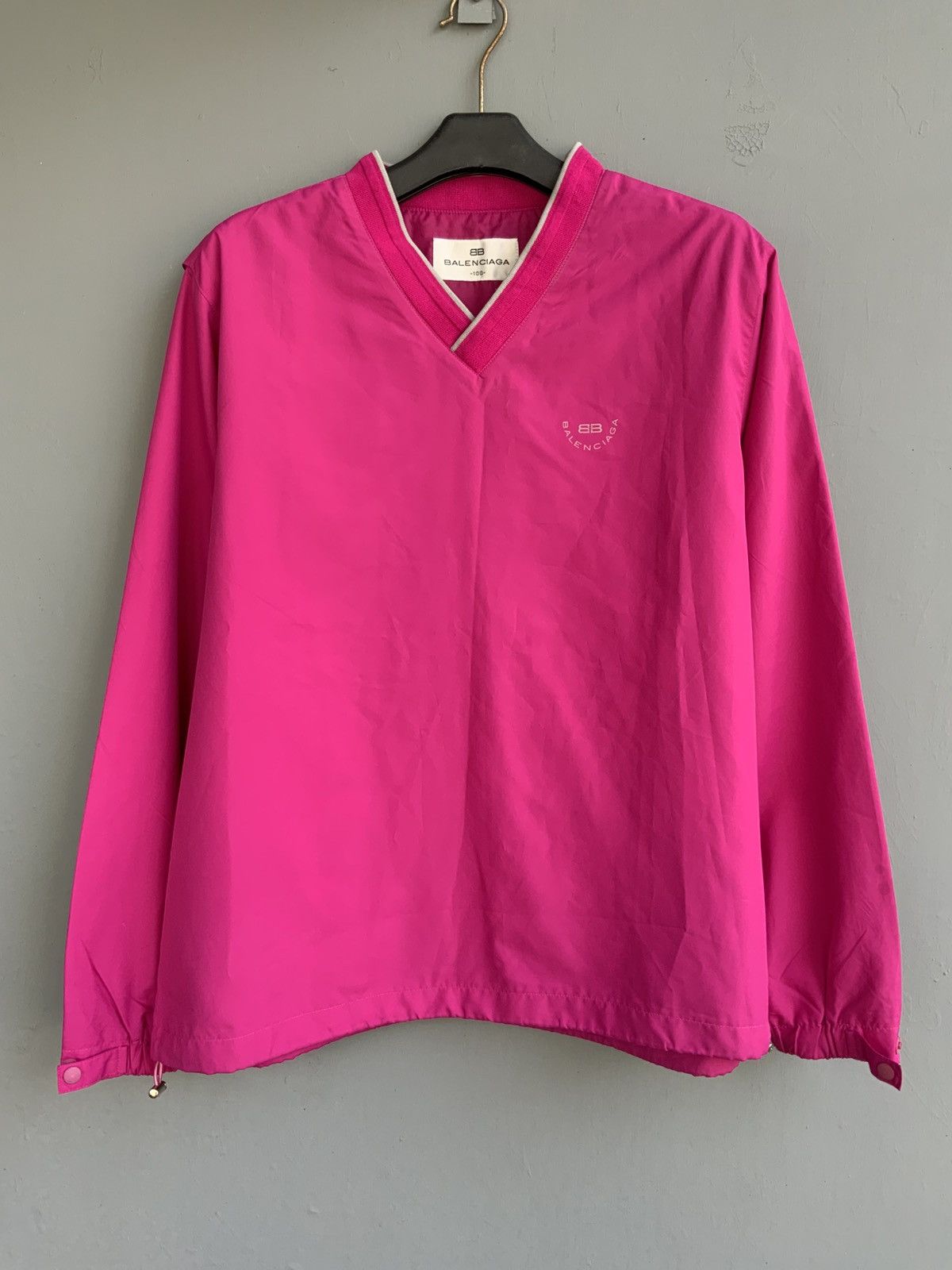 Balenciaga Vintage 90s Balenciaga Golf BB Logo Hot Pink V-Neck Size 100 Size M / US 6-8 / IT 42-44 - 1 Thumbnail
