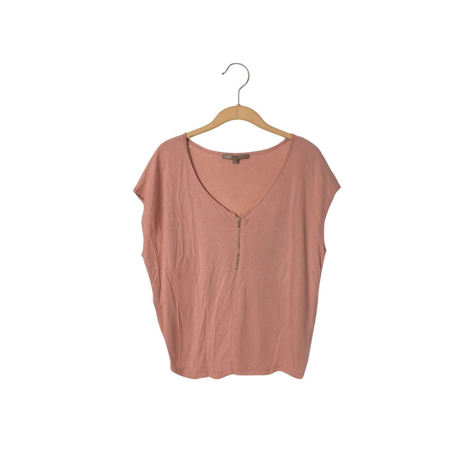 Forever 21 Forever 21 Blush Pink Zip-Up Blouse Women’s Size M – Contemp Size M / US 6-8 / IT 42-44 - 2 Thumbnail