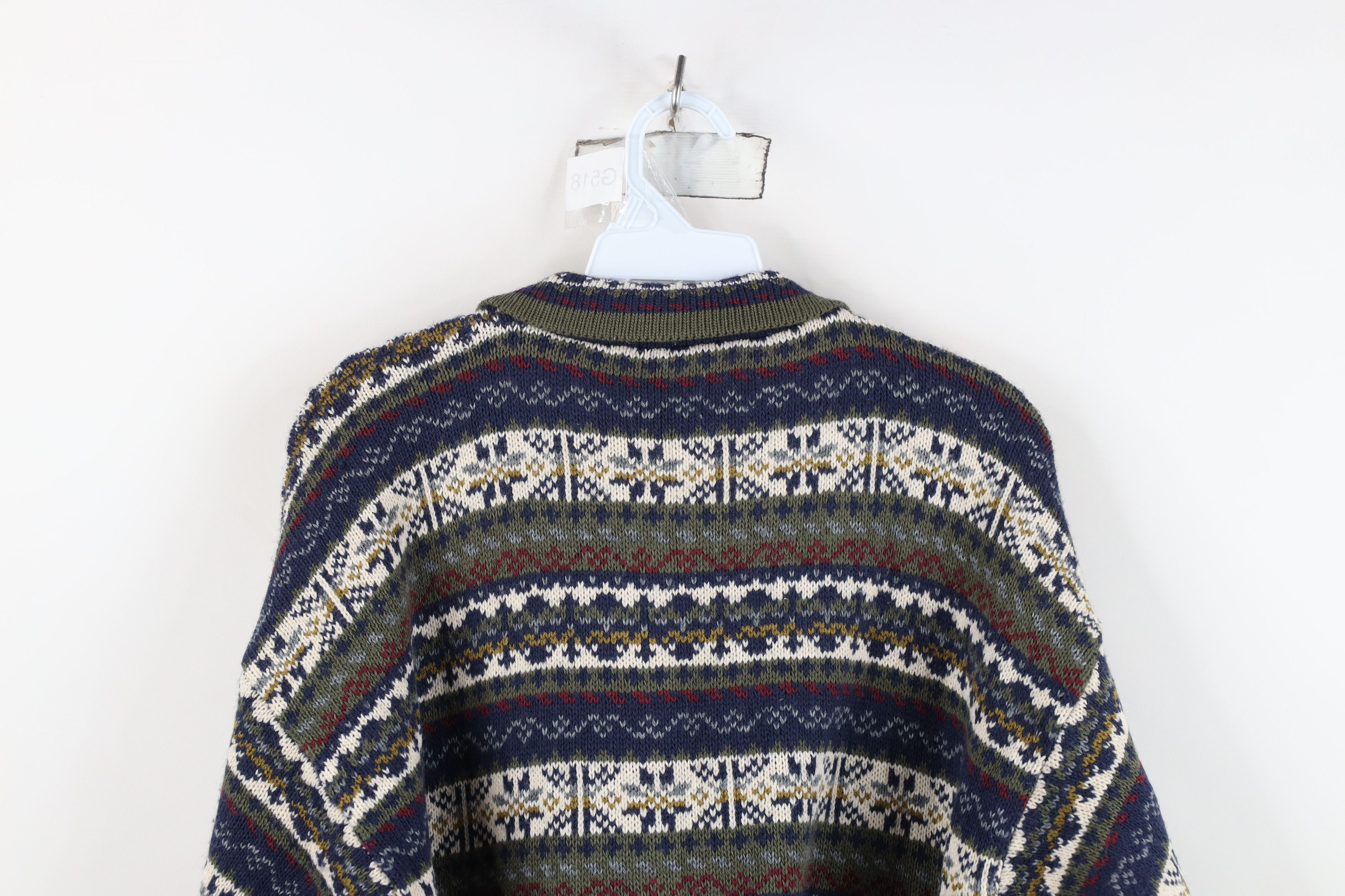 Vintage Vintage 90s Streetwear Fair Isle Knit Cardigan Sweater USA Size L / US 10 / IT 46 - 11 Thumbnail