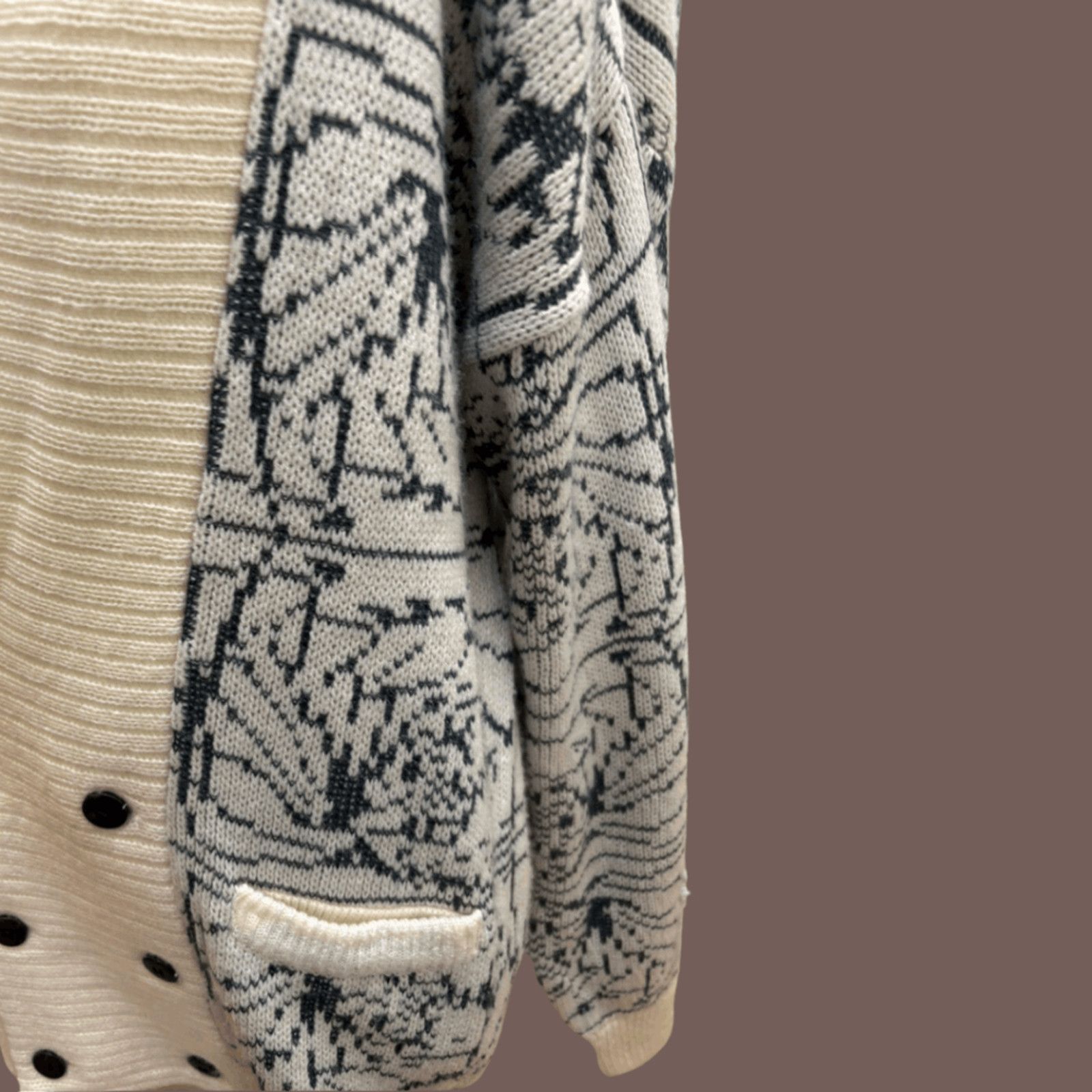 Vintage VTG Knit Cardigan | J.J. Cochran Cream/Black | 80s Ivycore Size US M / EU 48-50 / 2 - 4 Thumbnail