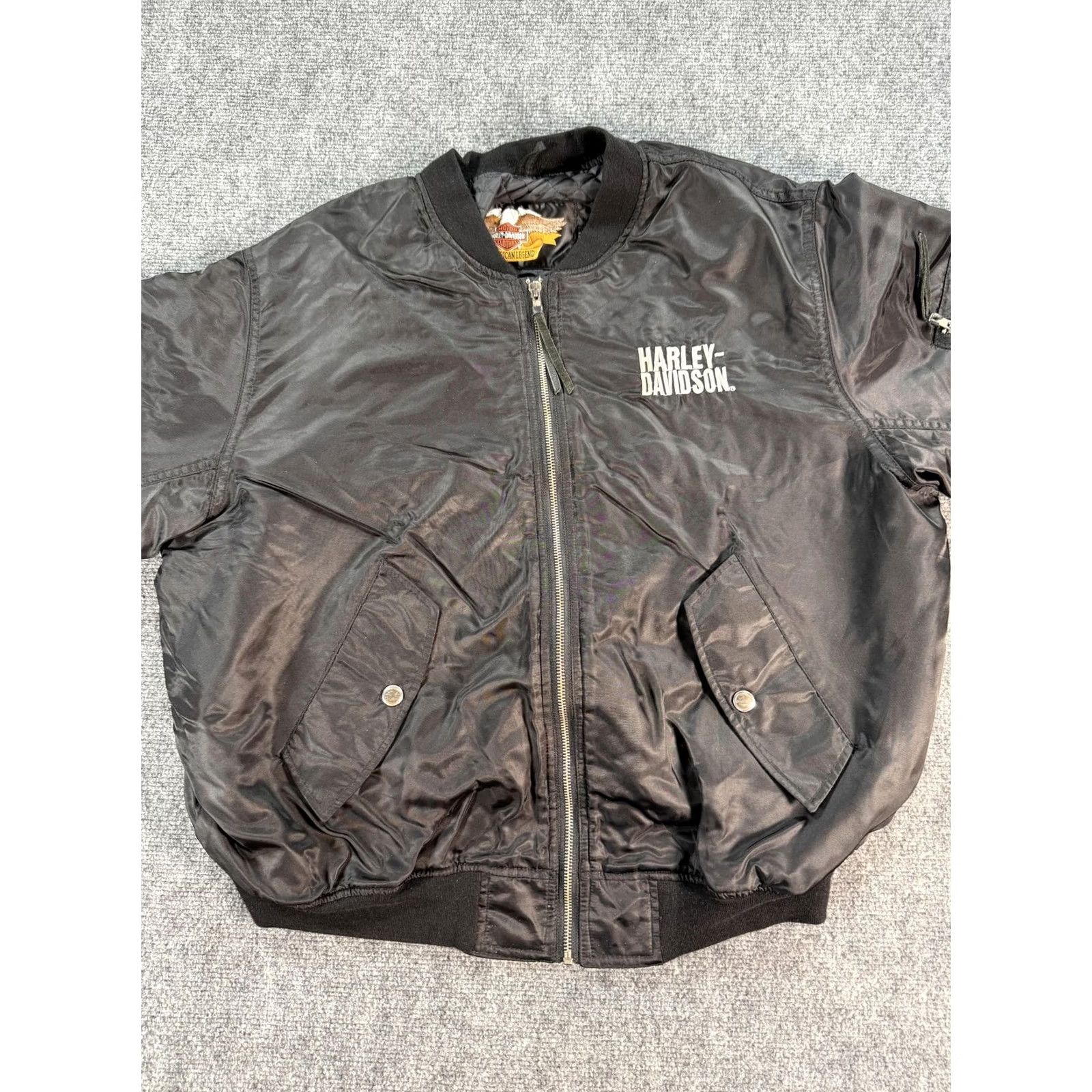 Harley Davidson Harley-Davidson Jacket Mens Large Black Bomber Quilted Lined Zip Pocket Flight Size US L / EU 52-54 / 3 - 2 Thumbnail
