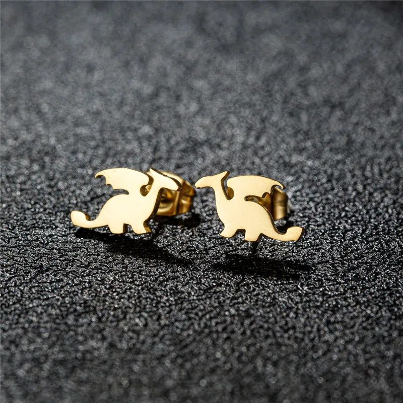 Jewelry Mini Dragon Stud Earrings Charm Earring Gift Size ONE SIZE - 1 Thumbnail