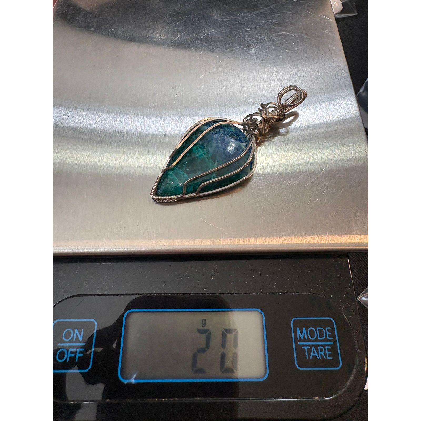 Other Large Sterling Silver Chrysocolla & Azurite Pendant Size ONE SIZE - 6 Thumbnail
