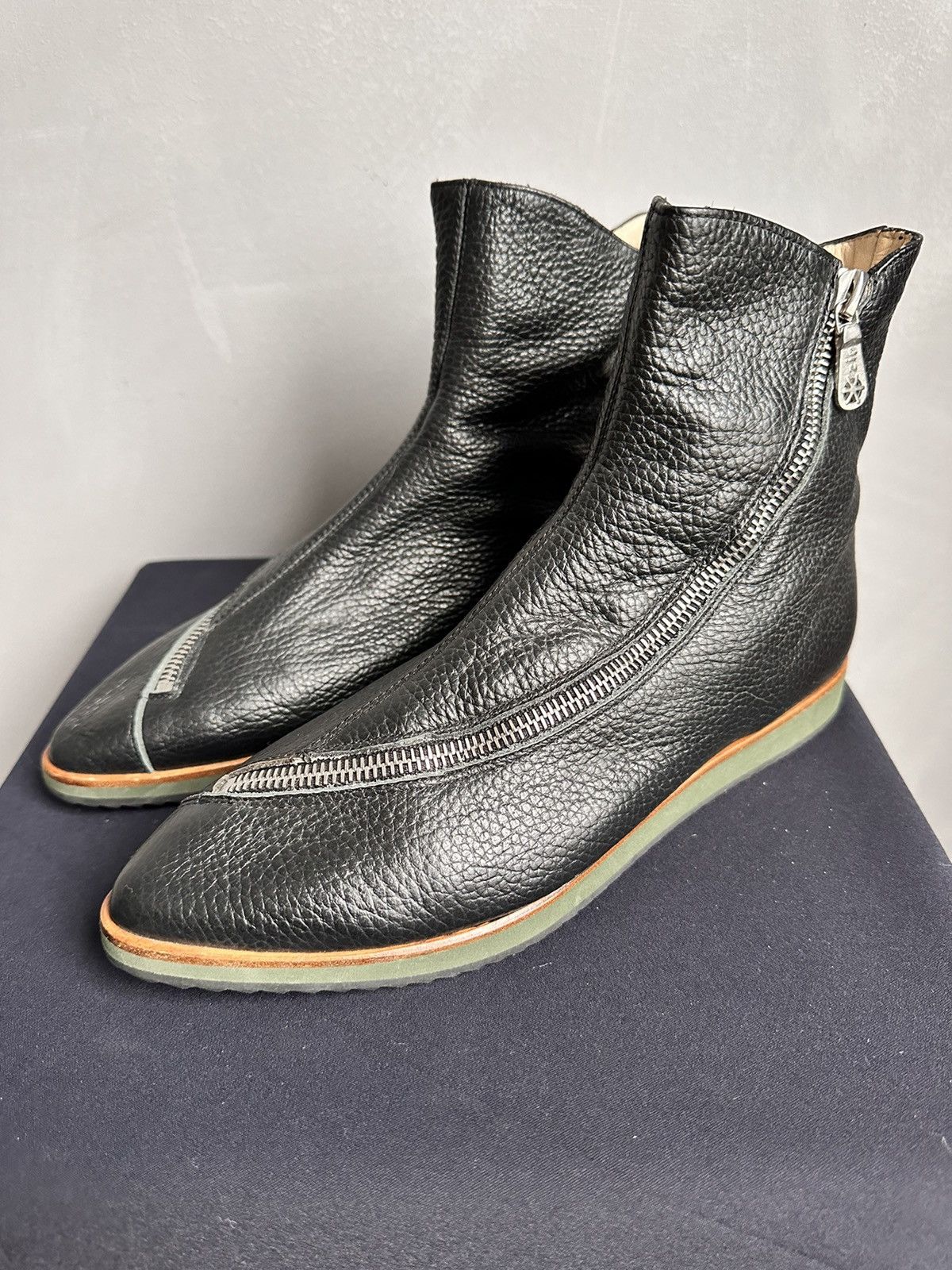 A.S.98 Wow 😻Style Rick Owens Leather Boots Metal Zip Poell Rare Size US 7 / IT 37 - 5 Thumbnail