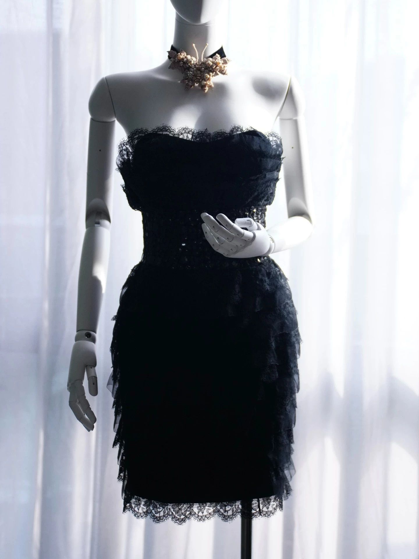 Marchesa Marchesa Black Tulle-Lace Strapless Silk Dress US4 Size S / US 4 / IT 40 - 2 Thumbnail