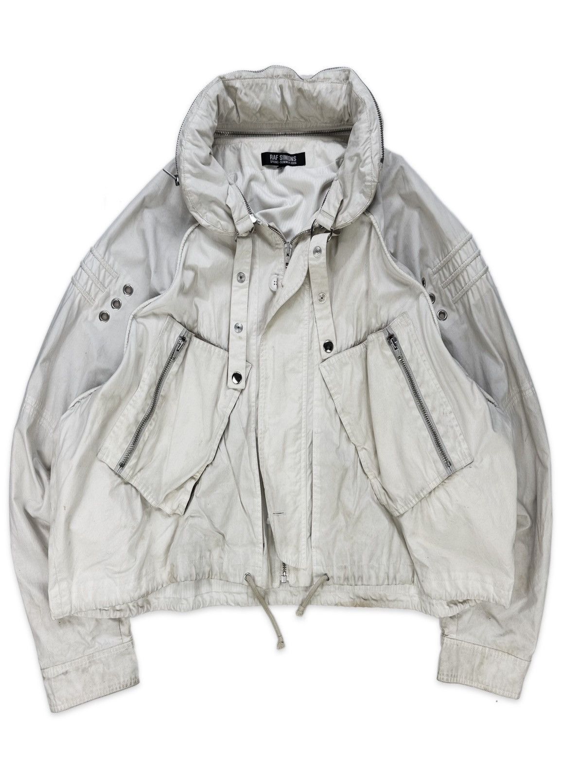 image of Ss06 Raf Simons ‘Icarus Surgit’ White Parachute Cargo Jacket, Men's (Size Medium)