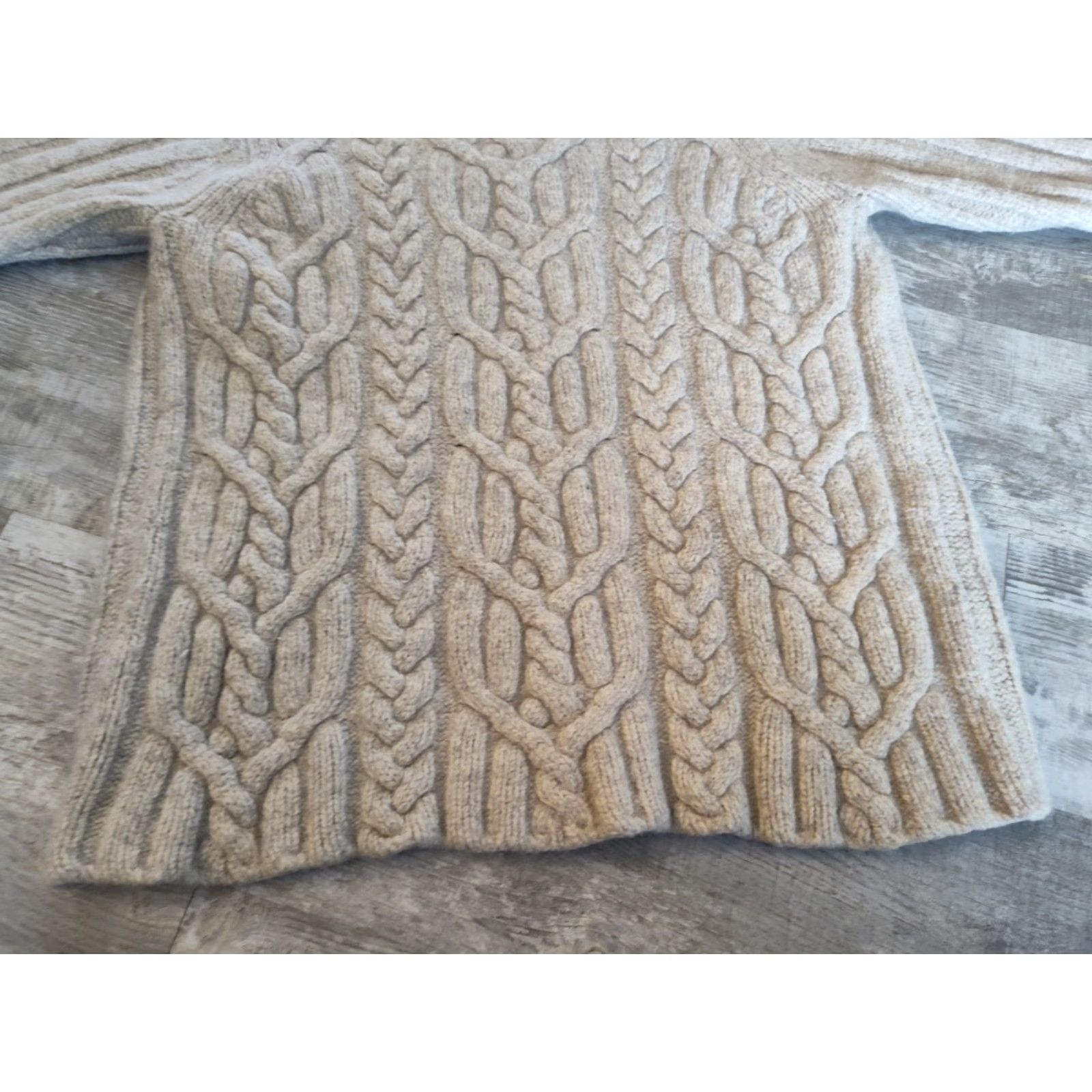 Gap VINTAGE Gap Chunky Knit Wool Sweater Beige Womens Size M Pullover Fisherman 90s Y2K Size M / US 6-8 / IT 42-44 - 4 Thumbnail