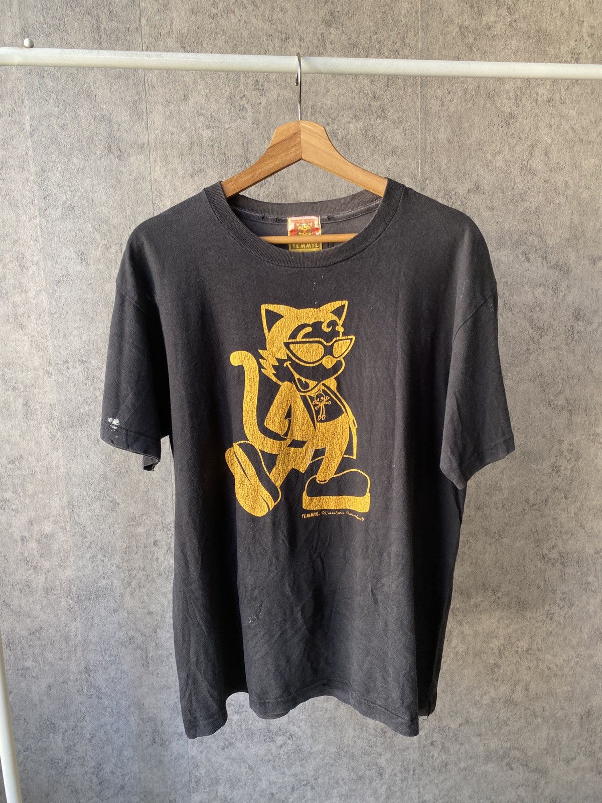 Japanese Brand × Vintage Vintage 90s Cream Soda Temmye Faded Black Distressed Tee Size US L / EU 52-54 / 3 - 1 Thumbnail
