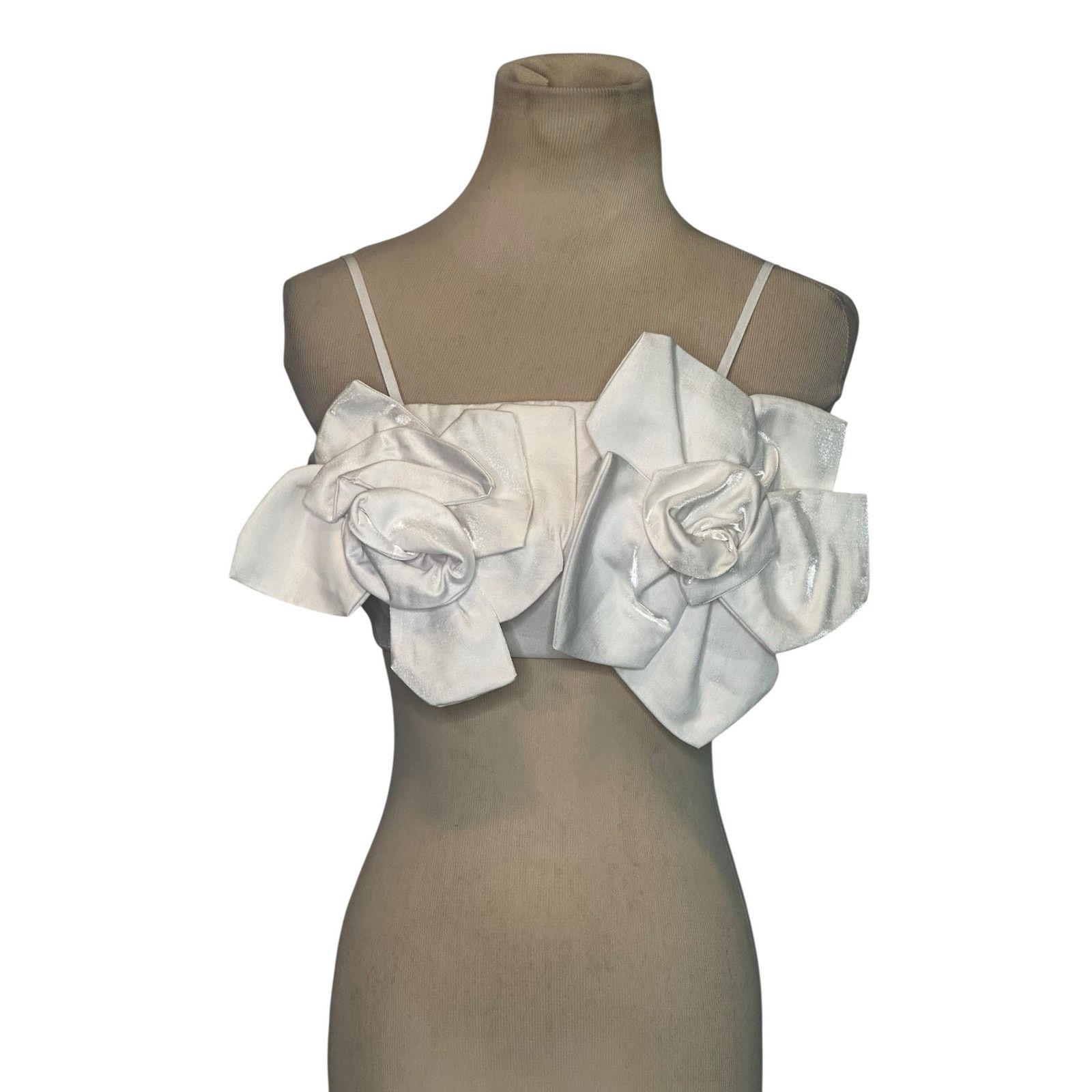 Shein Shein Bae white flowers back lace up crop top size Small Size S / US 4 / IT 40 - 14 Thumbnail