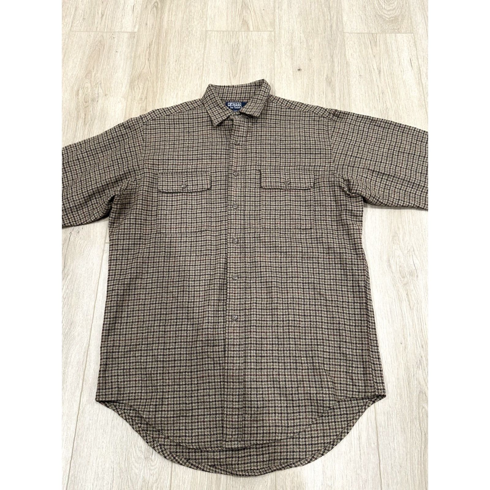 Polo Ralph Lauren VINTAGE Polo Ralph Lauren Shirt Mens Medium Brown Wool Check Button-Up Elbow Patch 90s Outdoor Hunting Size US M / EU 48-50 / 2 - 3 Thumbnail