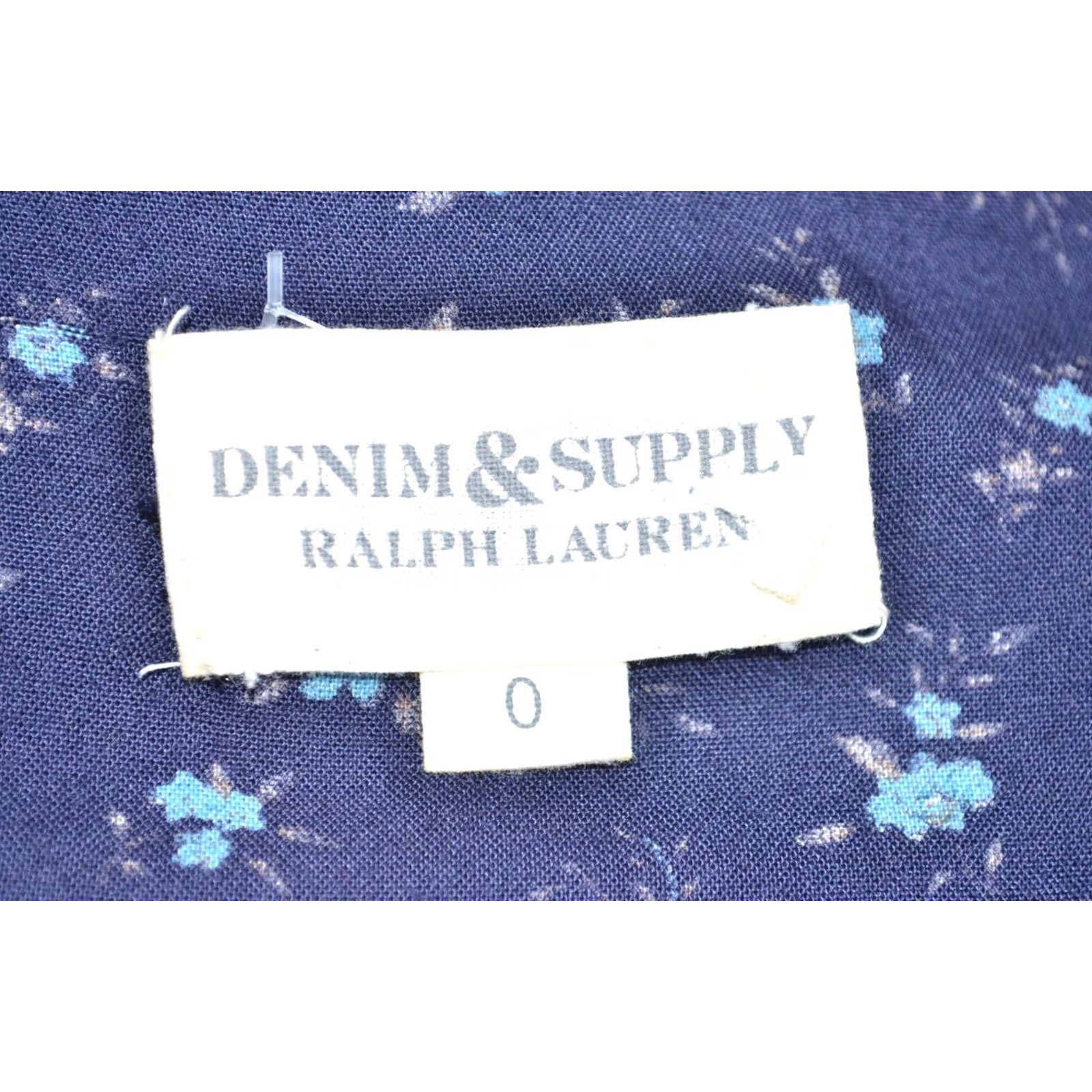 Vintage Denim & Supply Ralph Lauren Dress Women Short Sleeve Knee Length Flower Print Size 0 Blue Fit & Flare Size 25" / US 0 / IT 36 - 4 Thumbnail