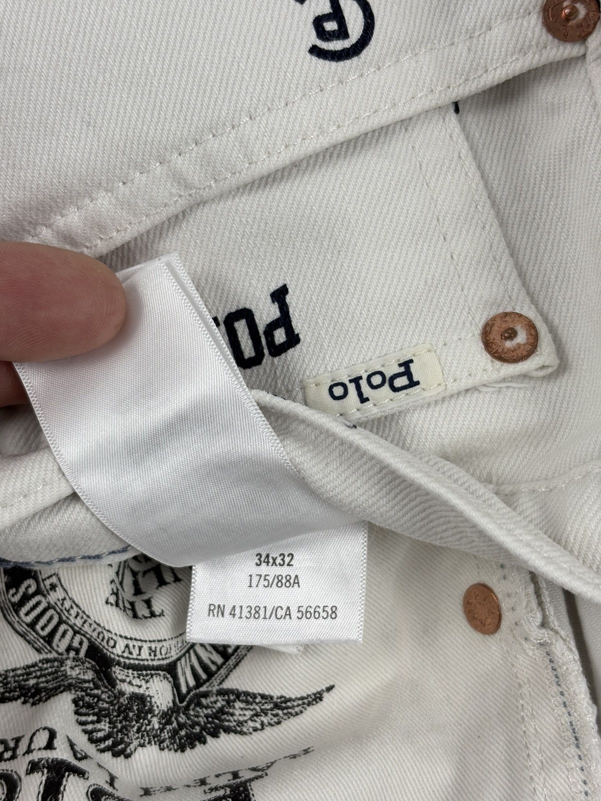 RRL Ralph Lauren Rare Polo Bear Multi-Logo Double Rrl Print Pattern Cotton Denim Pants Jeans Size US 34 / EU 50 - 17 Thumbnail