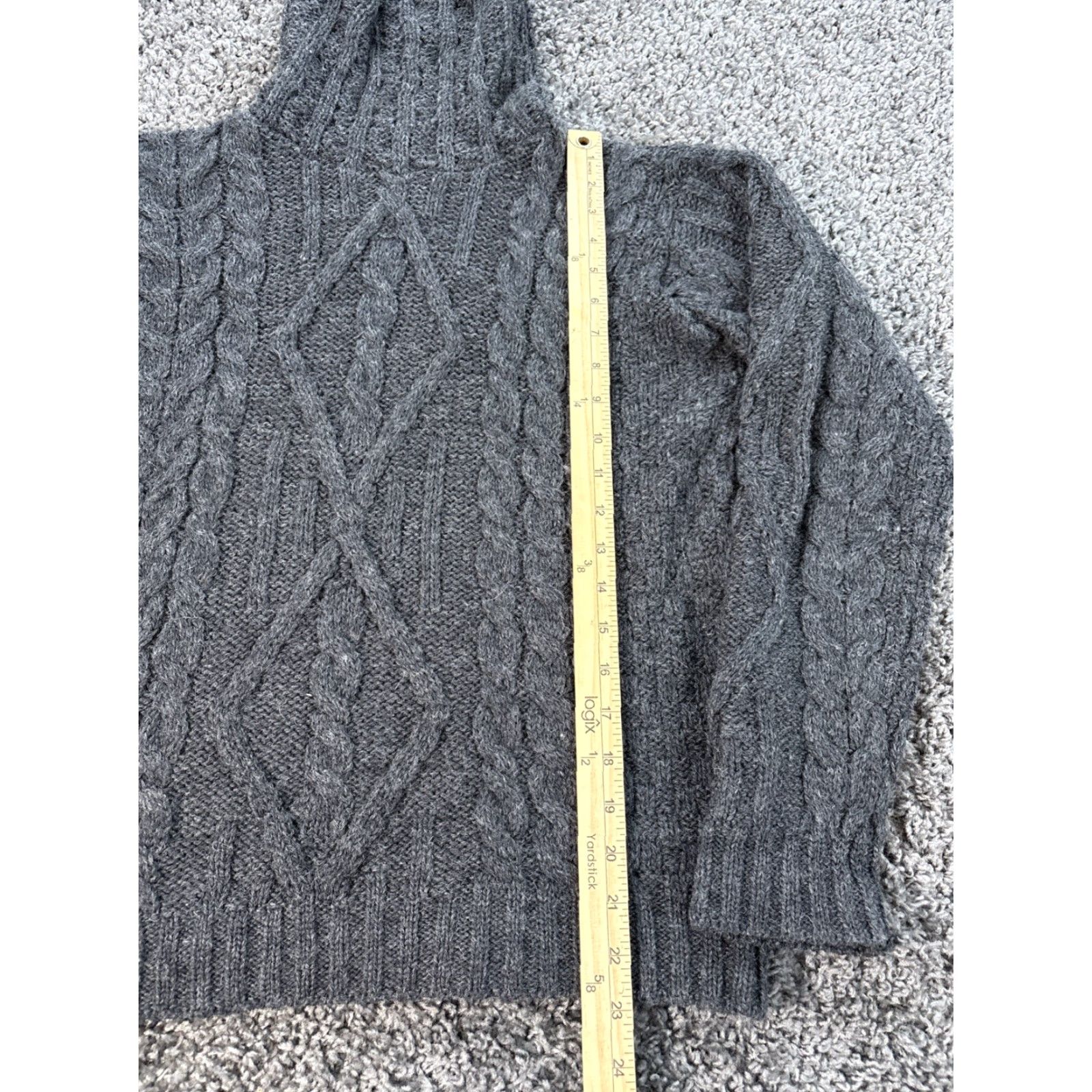 Vintage Inis Crafts Turtleneck Sweater Women M Gray Merino Wool Fisherman Knit Pullover Size M / US 6-8 / IT 42-44 - 2 Thumbnail