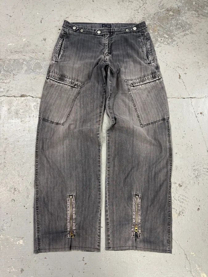 Armani 2010s Armani Grey Faded Oversized Cargo Pants Size US 34 / EU 50 - 1 Thumbnail