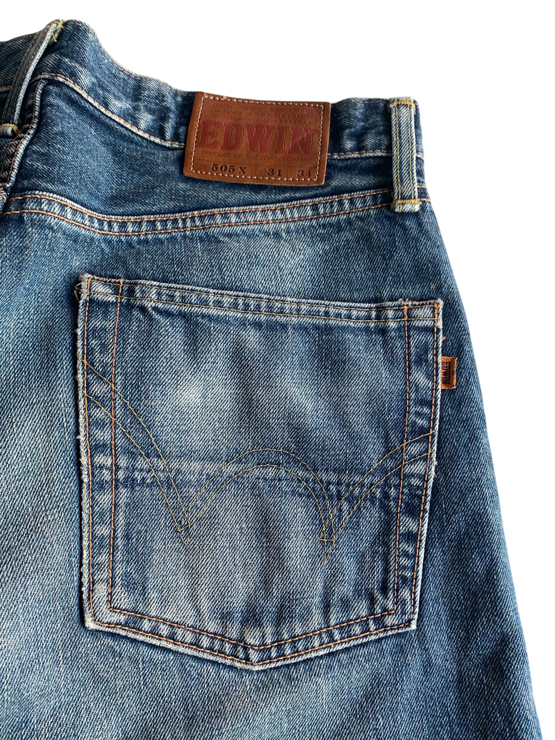 Edwin VTG EDWIN 505X SELVEDGE BAGGY FADED&RUSTY DISTRESSED DENIM Size US 31 - 13 Thumbnail