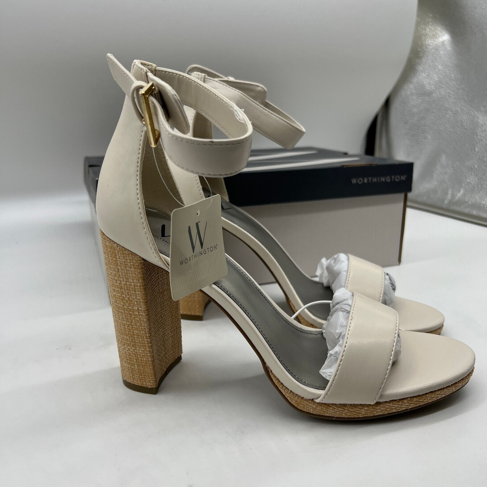 Other Worthington Womens Lynch Heeled Sandals Ivory Size US 10 / IT 40 - 3 Thumbnail