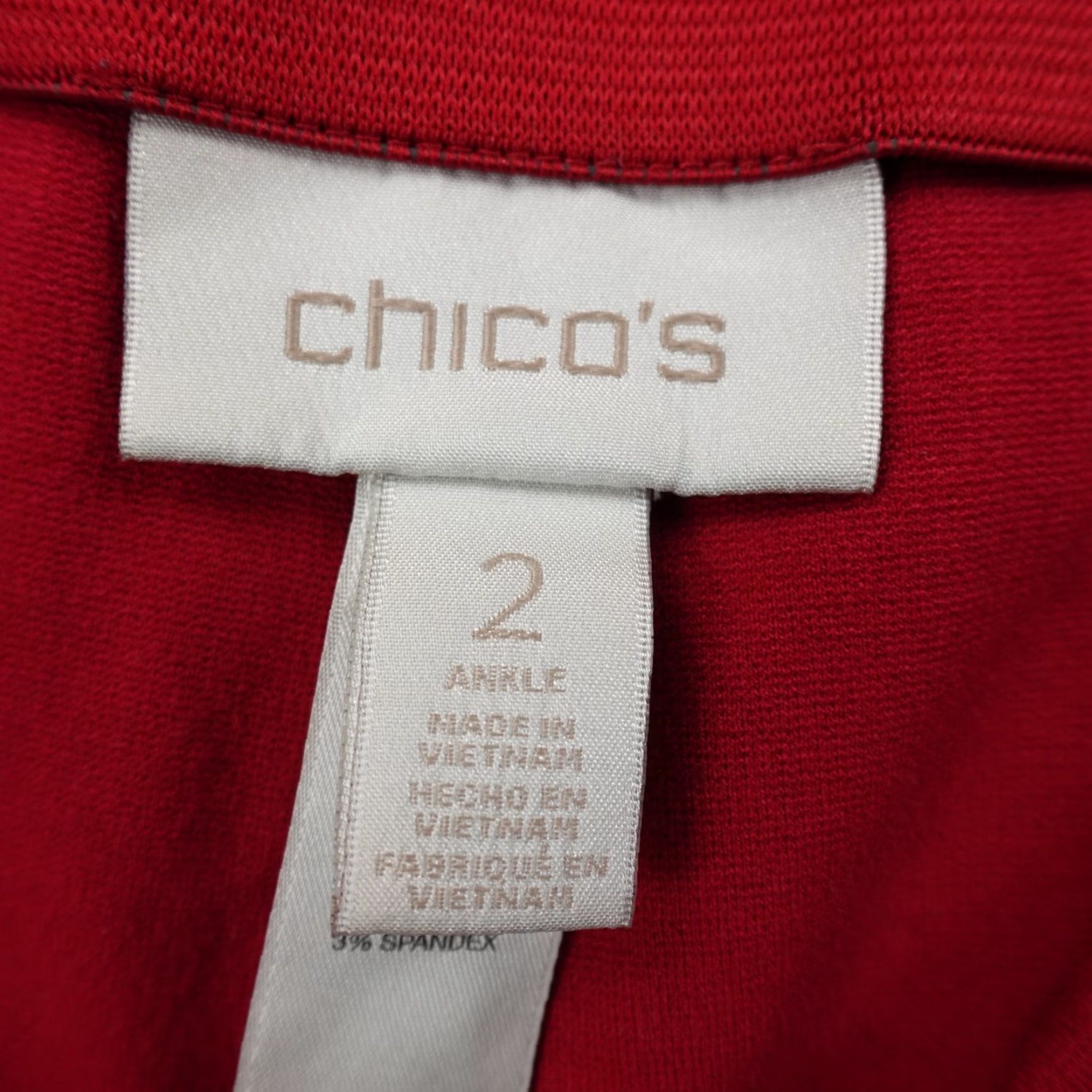 Vintage Chicos Pants Womens 2 Red Pull On Chino Trousers Knit Comfort Stretch Flex Waist Pants Regular Red Women Chino Modern Preppy Size 26" / US 2 / IT 38 - 7 Thumbnail