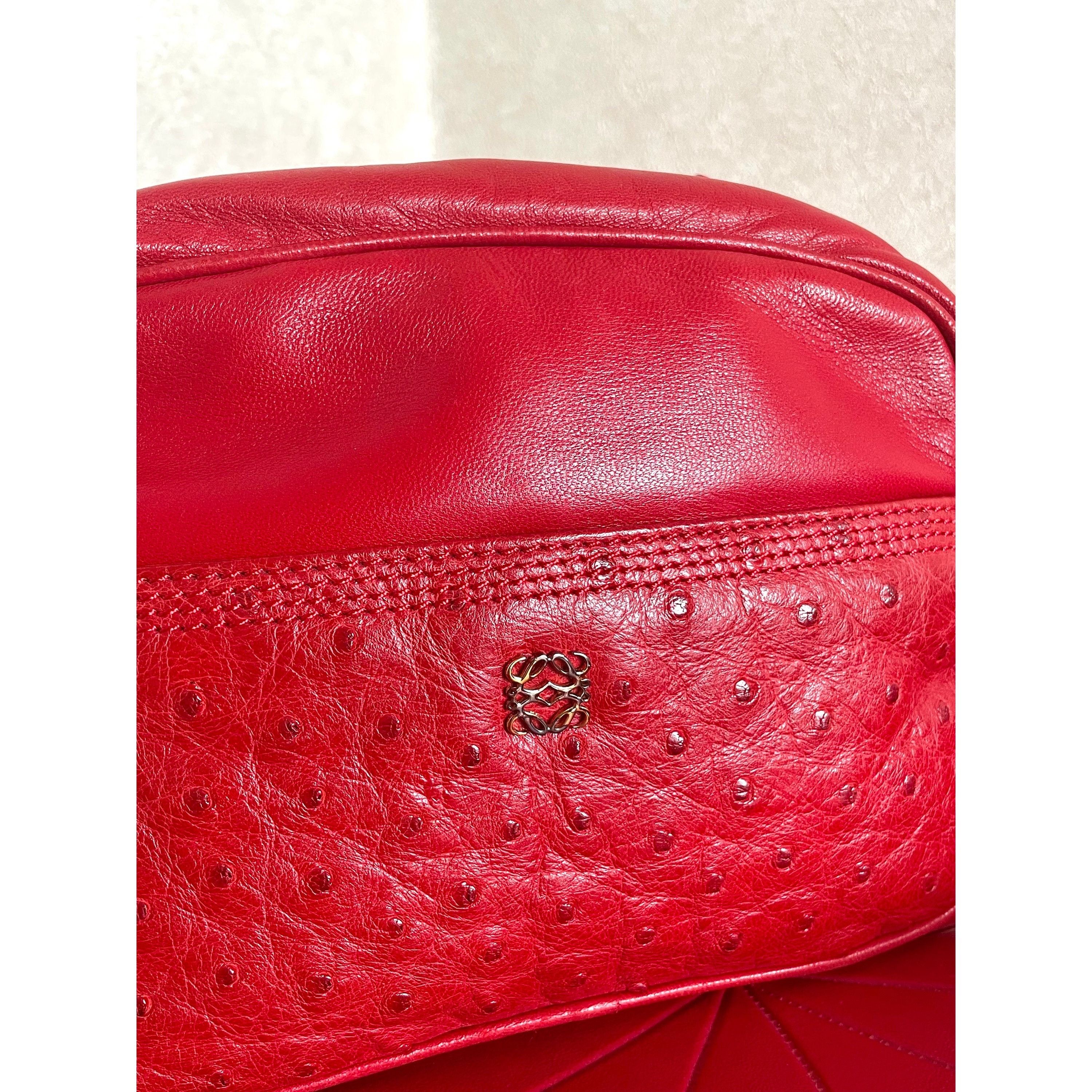 Loewe Vintage LOEWE red genuine ostrich and nappa leather bag Size ONE SIZE - 5 Thumbnail