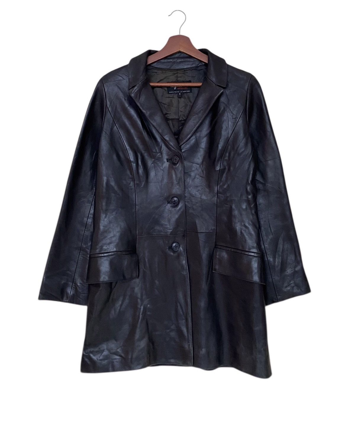 Vintage Brand Agnes B Leather Trench Coat 1990a