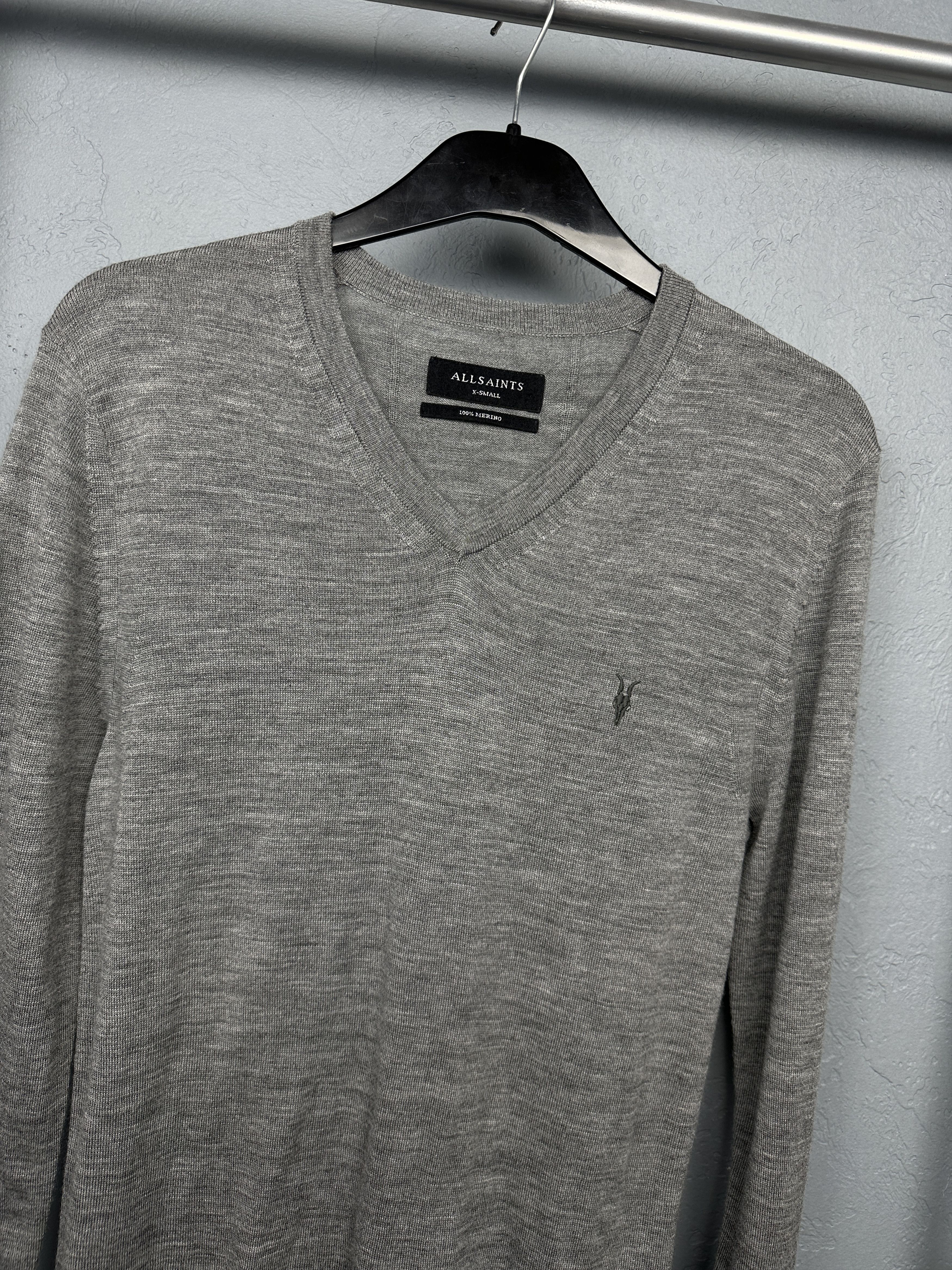 Allsaints AllSaints Mens Mode Merino V-Neck Wool Knit Sweater Size US XS / EU 42 / 0 - 2 Thumbnail