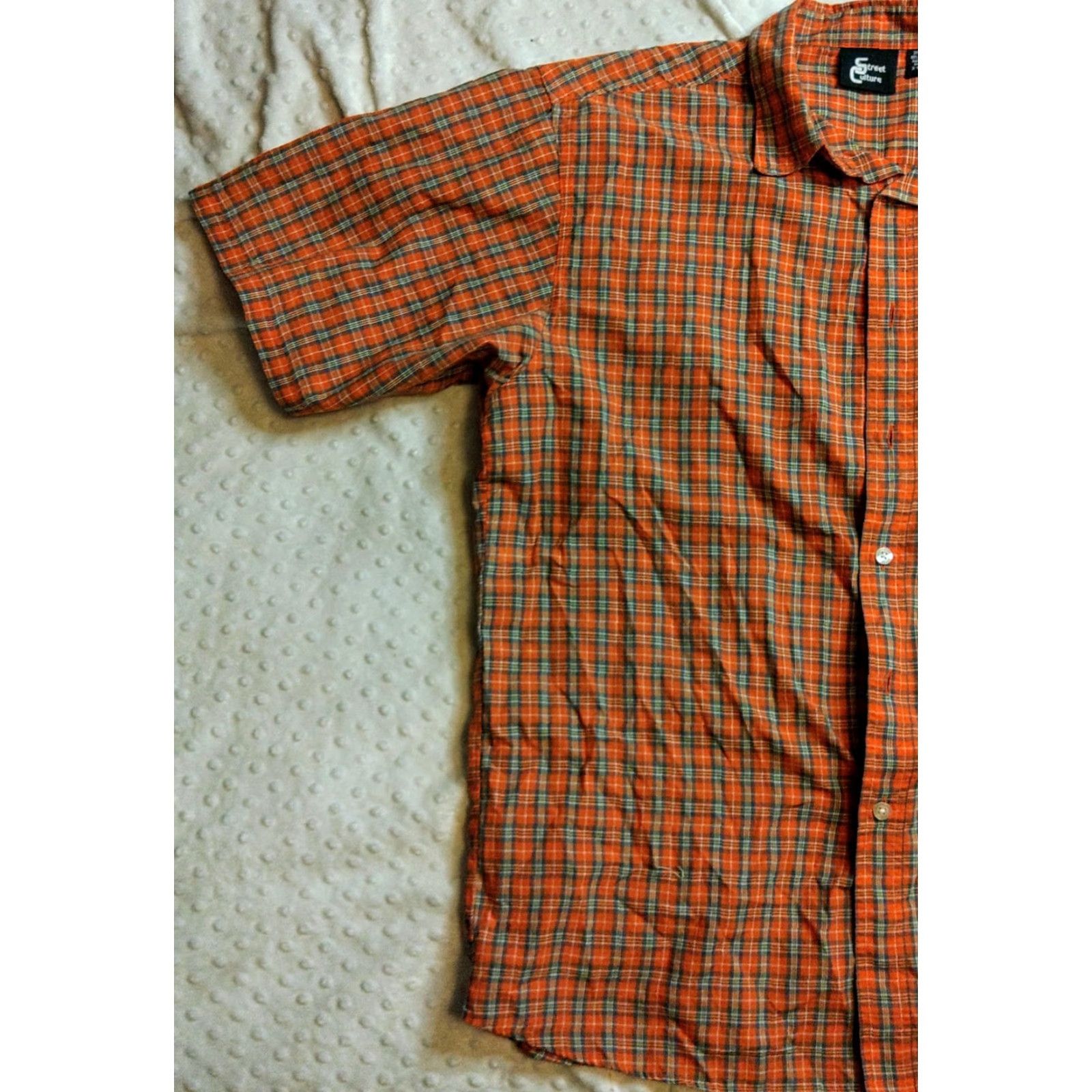 Vintage VINTAGE Street Culture Shirt XL Short Sleeve Orange Plaid Button Up 90s Mens Size US XL / EU 56 / 4 - 3 Thumbnail