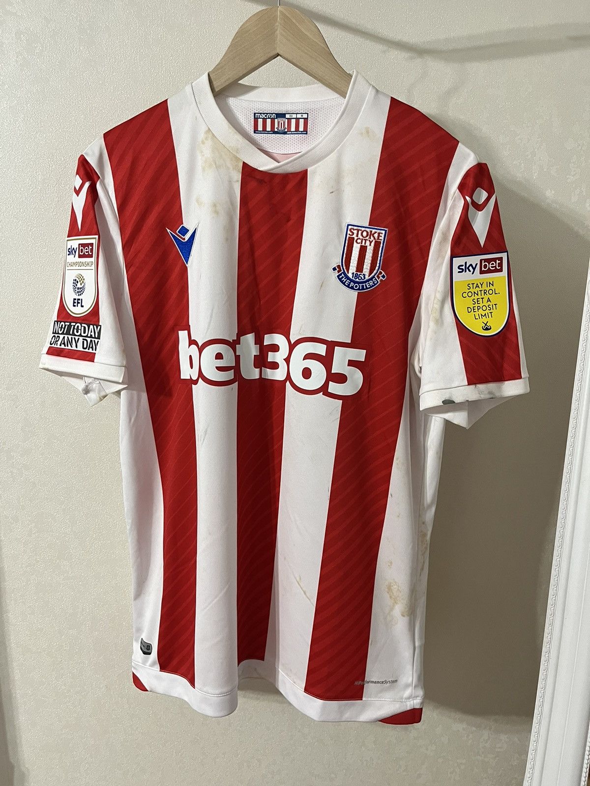 Other Macron Stoke City #21 Duhaney Match Worn Home Jersey Size US M / EU 48-50 / 2 - 1 Thumbnail