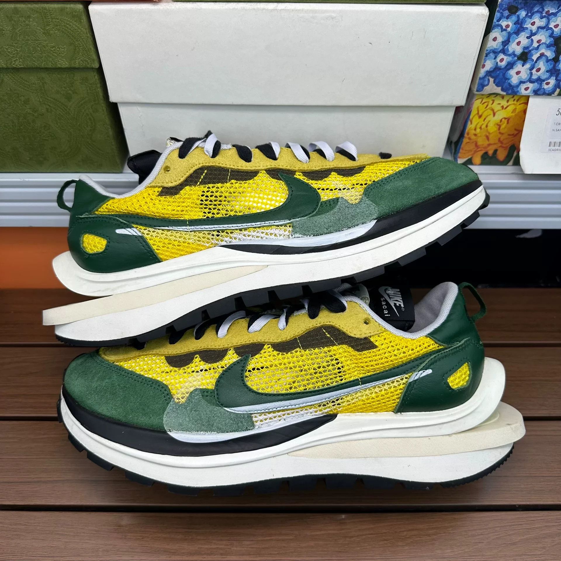 Sacai Sacai Collab Yellow Lowtop Sneakers 12 Men Size US 12 / EU 45 - 1 Thumbnail
