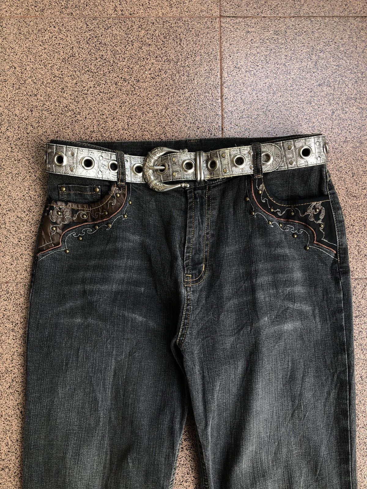 Japanese Brand Silver belt Leather studded like lgb if six was nine Size ONE SIZE - 1 Thumbnail