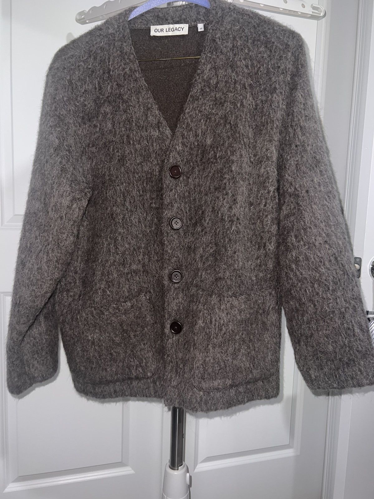 Our Legacy Our Legacy Gray Fuzzy Mohair Cardigan 52 | Grailed
