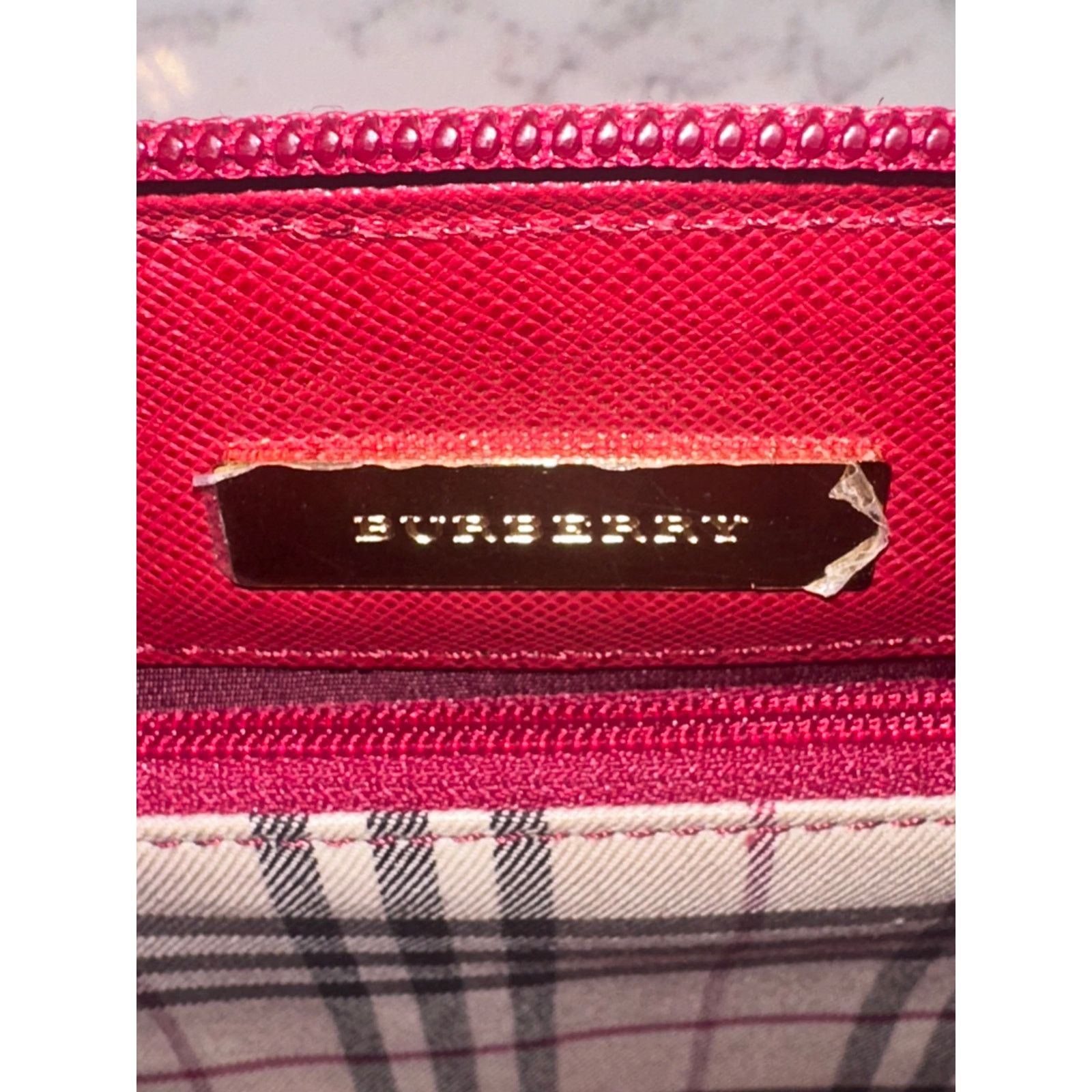 Burberry Burberry Leather Red Nova Check Pattern Tubular Bag w/COA Size ONE SIZE - 7 Thumbnail