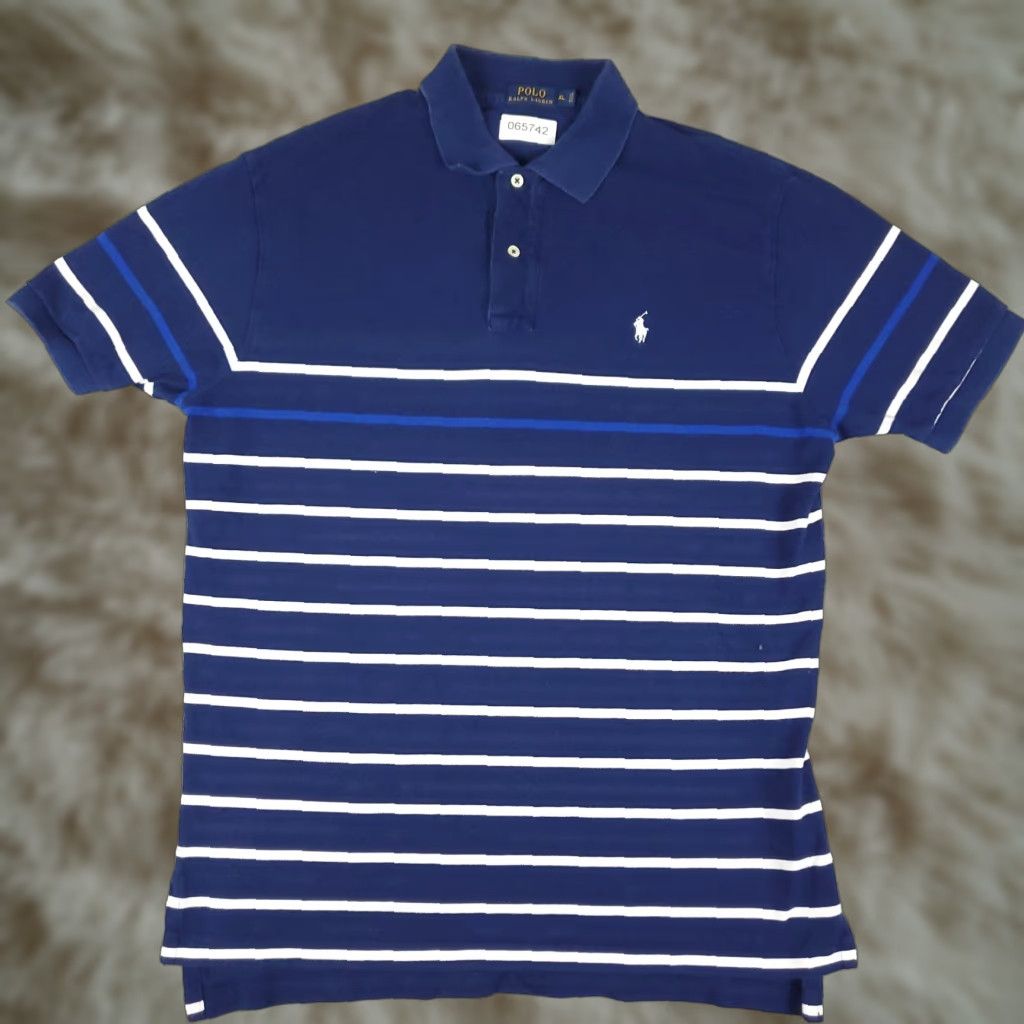 Ralph Lauren Ralph Lauren Polo Shirt Mens XL Blue Striped Pony Casual Short Sleeve Shirt Size US XL / EU 56 / 4 - 1 Thumbnail