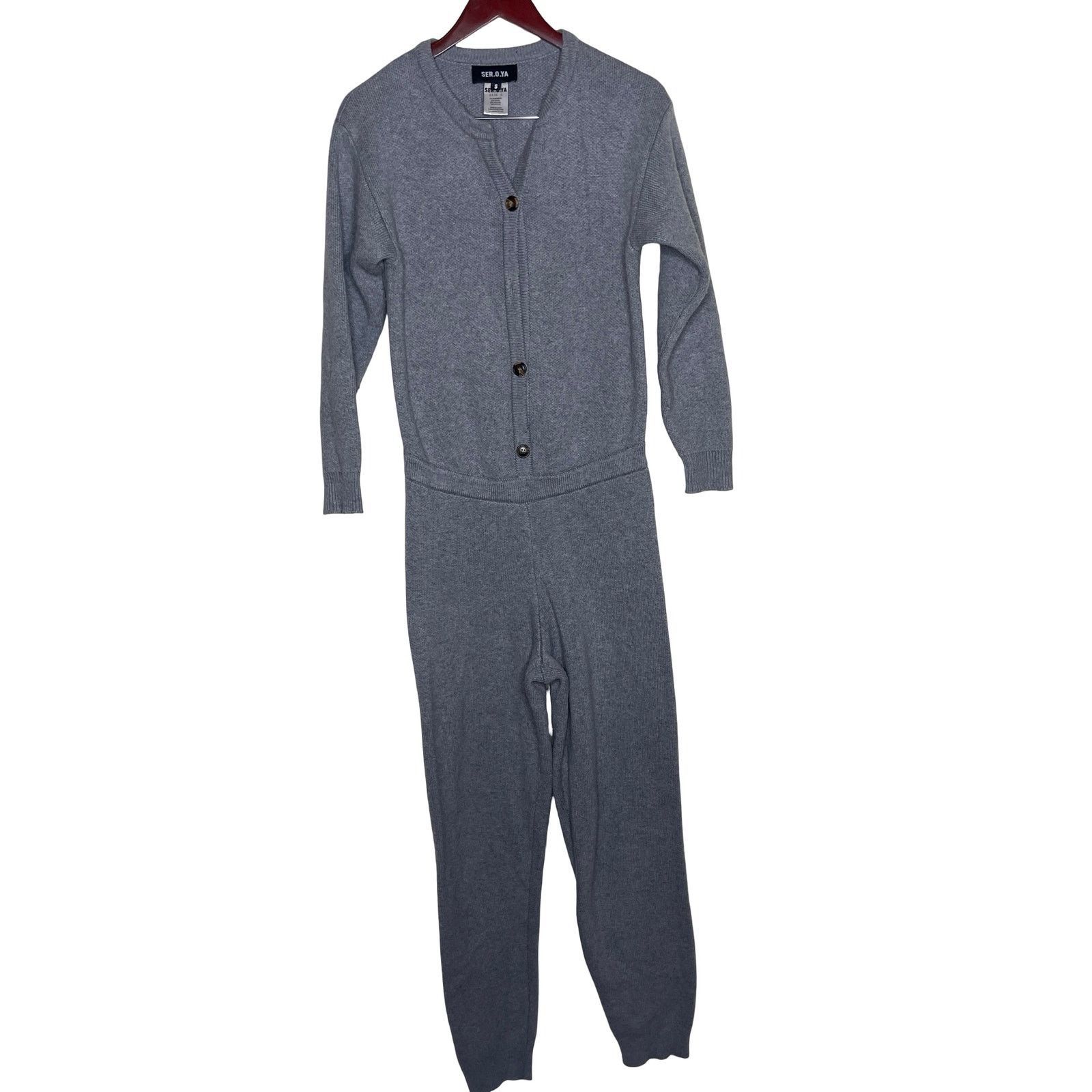 SER.O.YA SEROYA Ser.O.Ya Grey Knitted Cashmere Wool WREN JUMPSUIT M Size 28" / US 6 / IT 42 - 2 Thumbnail