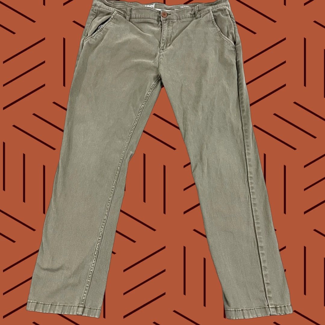 Olive MUGSY Pants Mens 40 x 30 Straight OLIVES Washed Green Gray Stretch Chino Travel Size US 40 / EU 56 - 1 Thumbnail