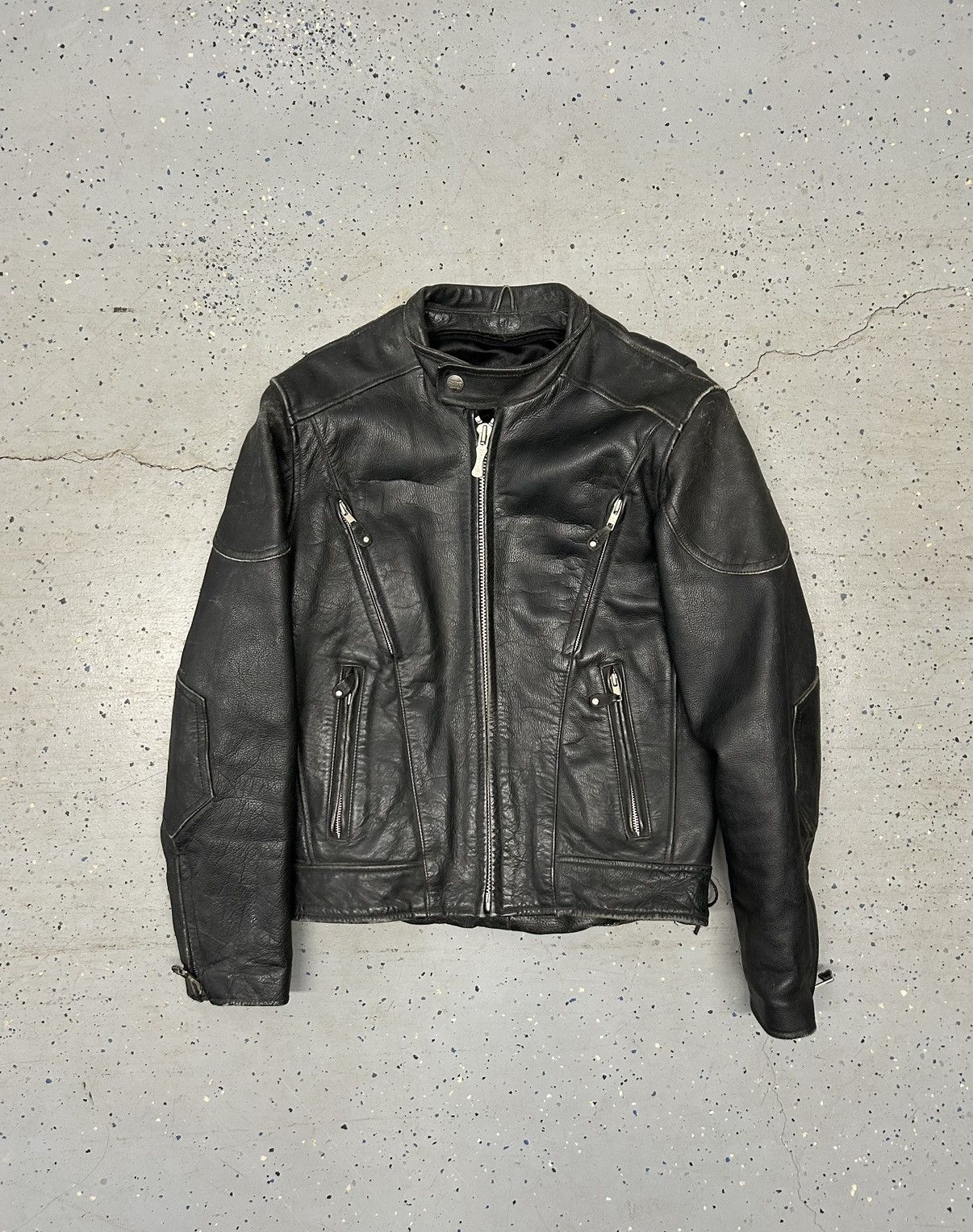 Image of Vintage x Wilsons Leather VTG Wilson Open Road Black Leather Motorcycle Jacket, Men's (Size Small)